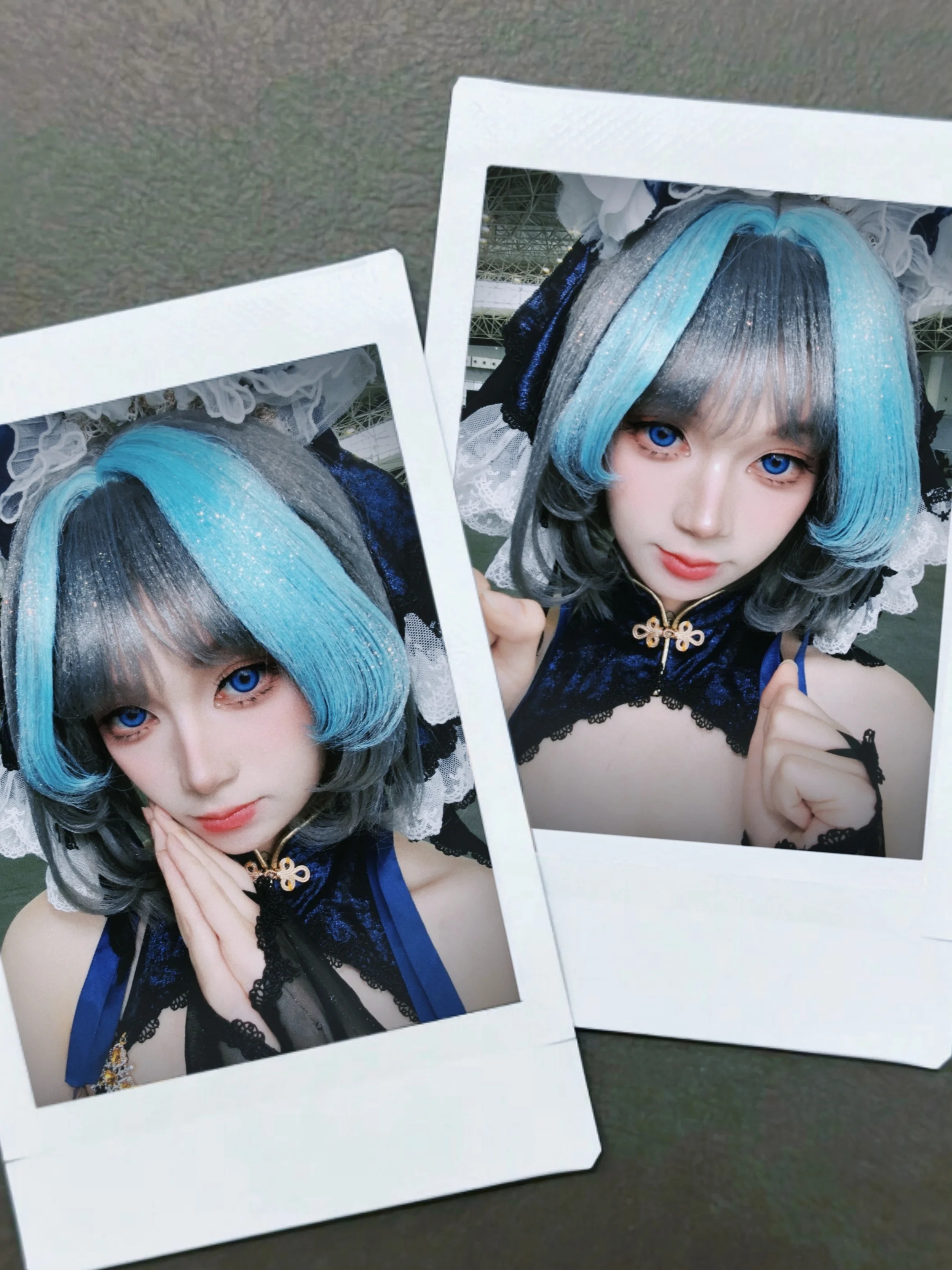 【碧蓝航线柴郡cos】蓝灰挑染的猫系少女拍立得