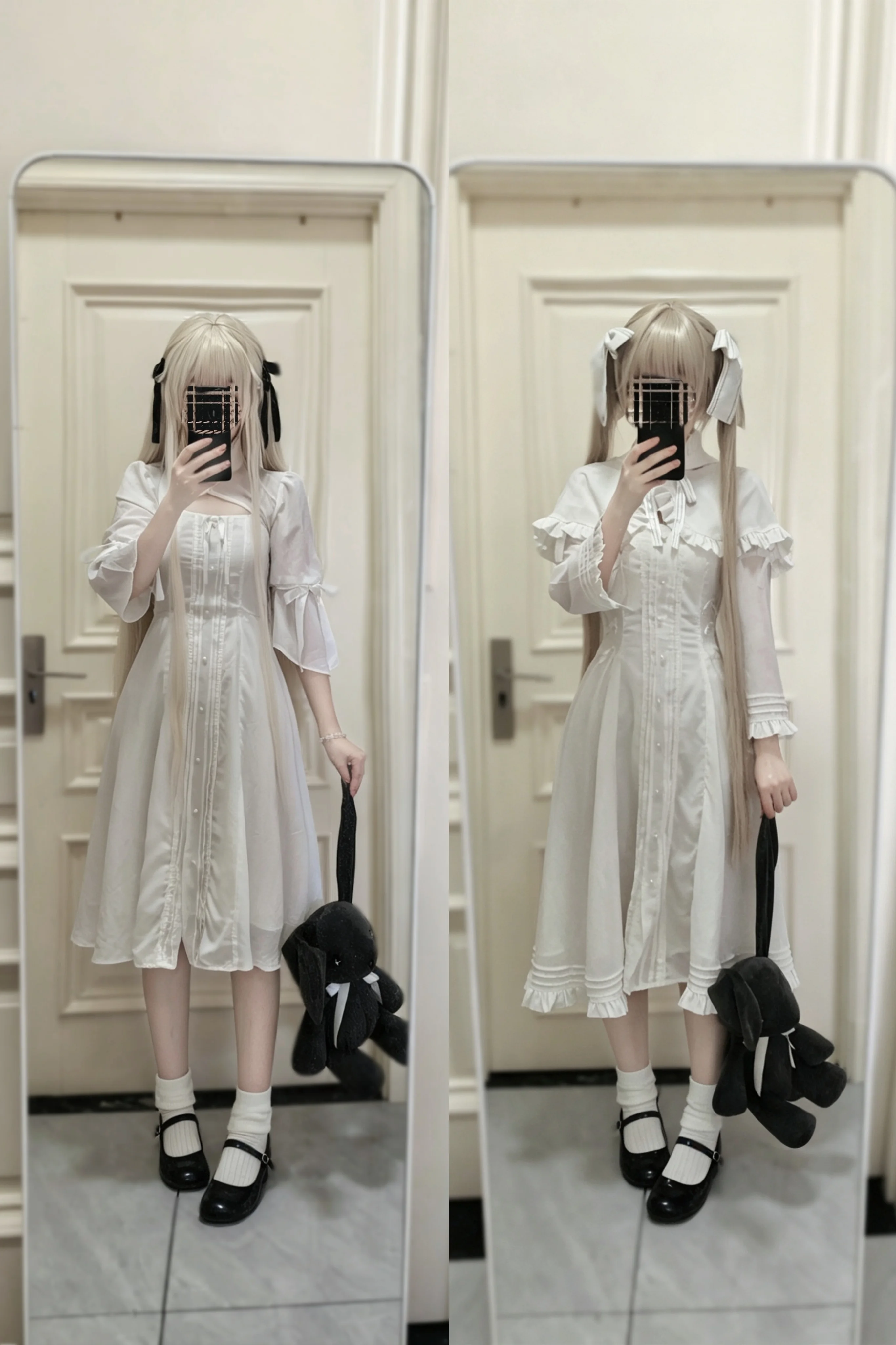 【穹妹cos】纯白洋装的日常与兔耳元素搭配 - 第 1 张