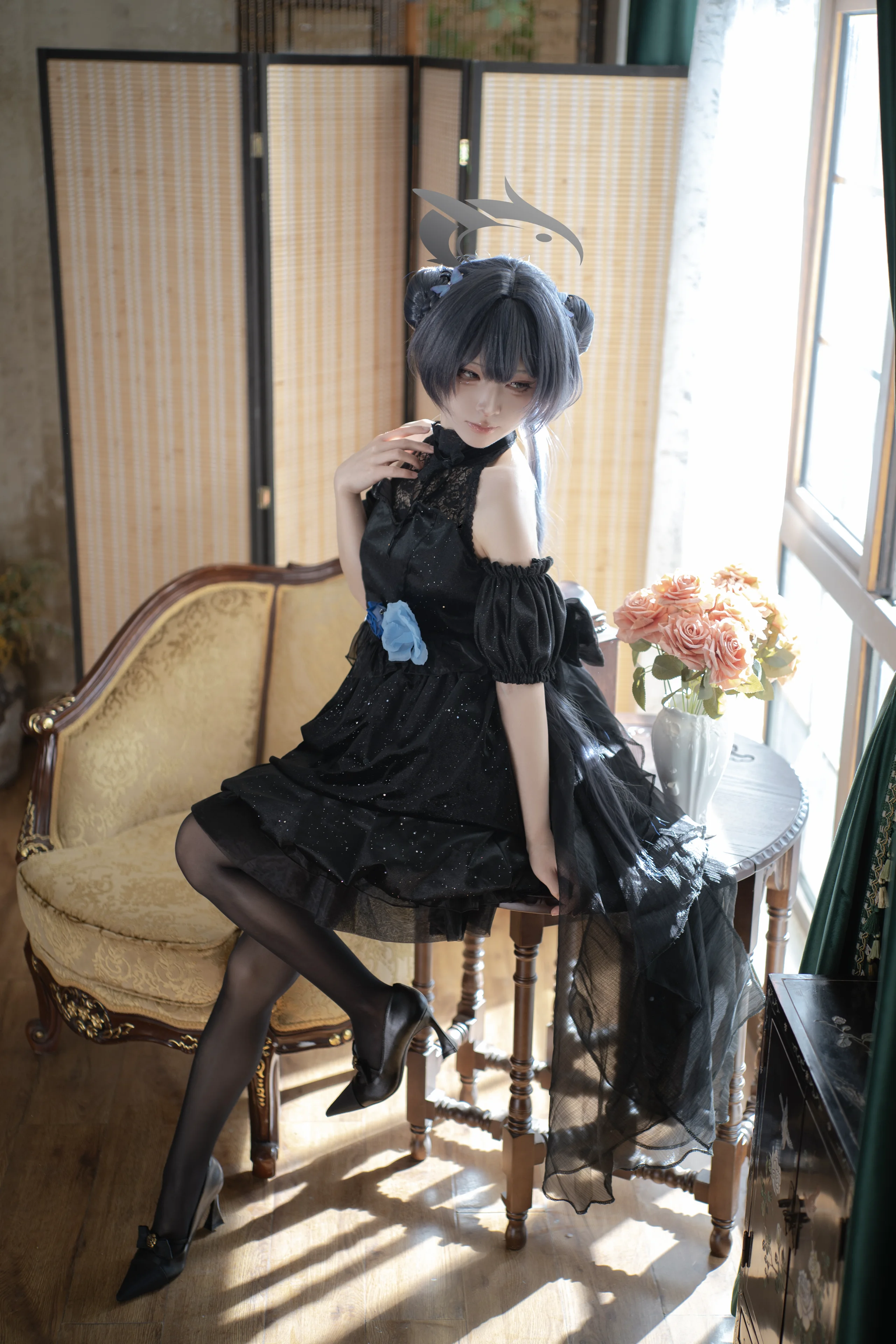 【龍華妃咲cos】蔚藍檔案，光影裡的黑色禮服