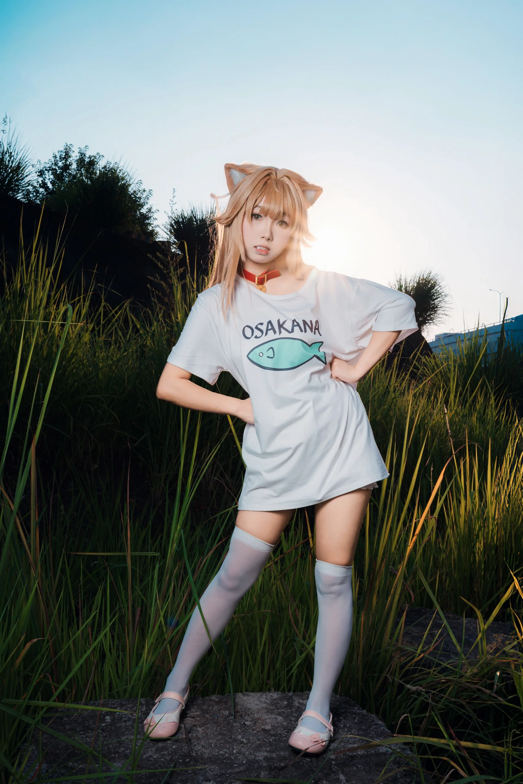 【兽耳娘cos】日落时分的野外光影与慵懒穿搭 - 第 8 张