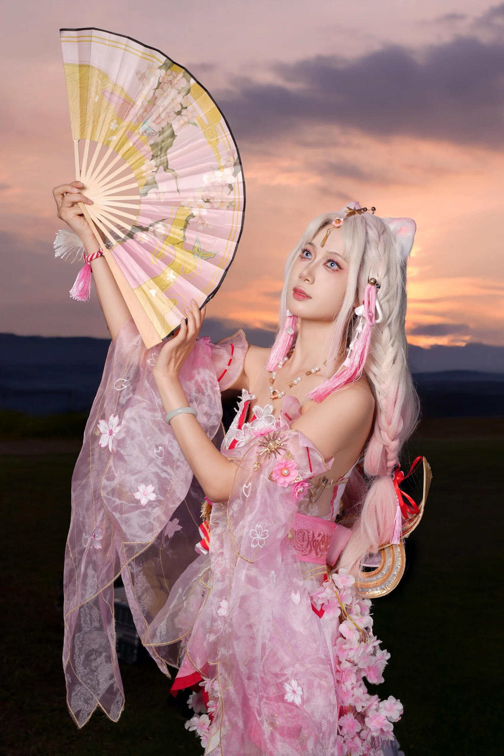 【フータオ コスプレ】イベントの黄昏、軽やかな扇、薄いチュールと夕映えのコラボレーション - 1 枚目