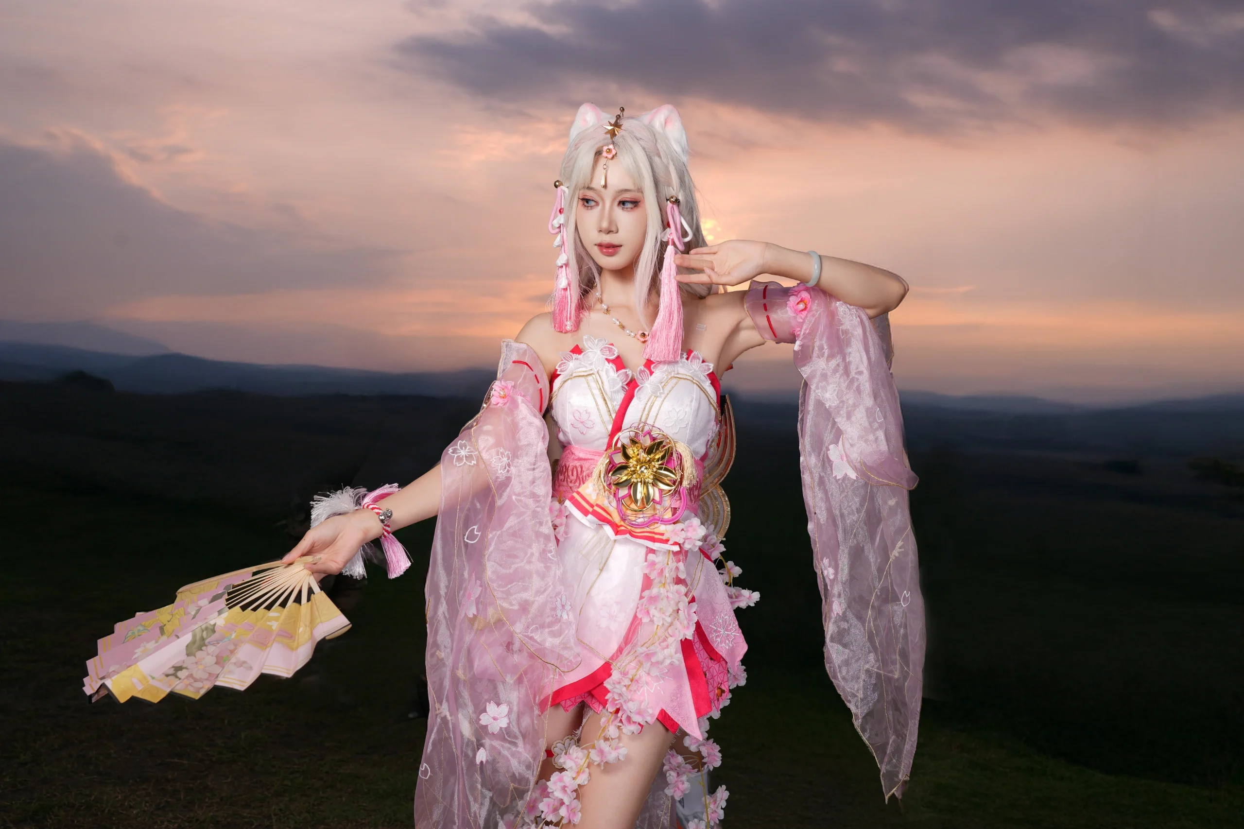 【フータオ コスプレ】イベントの黄昏、軽やかな扇、薄いチュールと夕映えのコラボレーション - 2 枚目