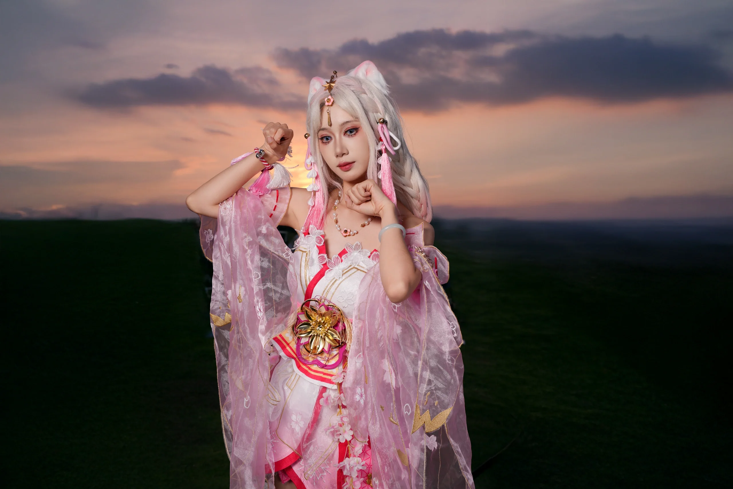 【フータオ コスプレ】イベントの黄昏、軽やかな扇、薄いチュールと夕映えのコラボレーション - 3 枚目