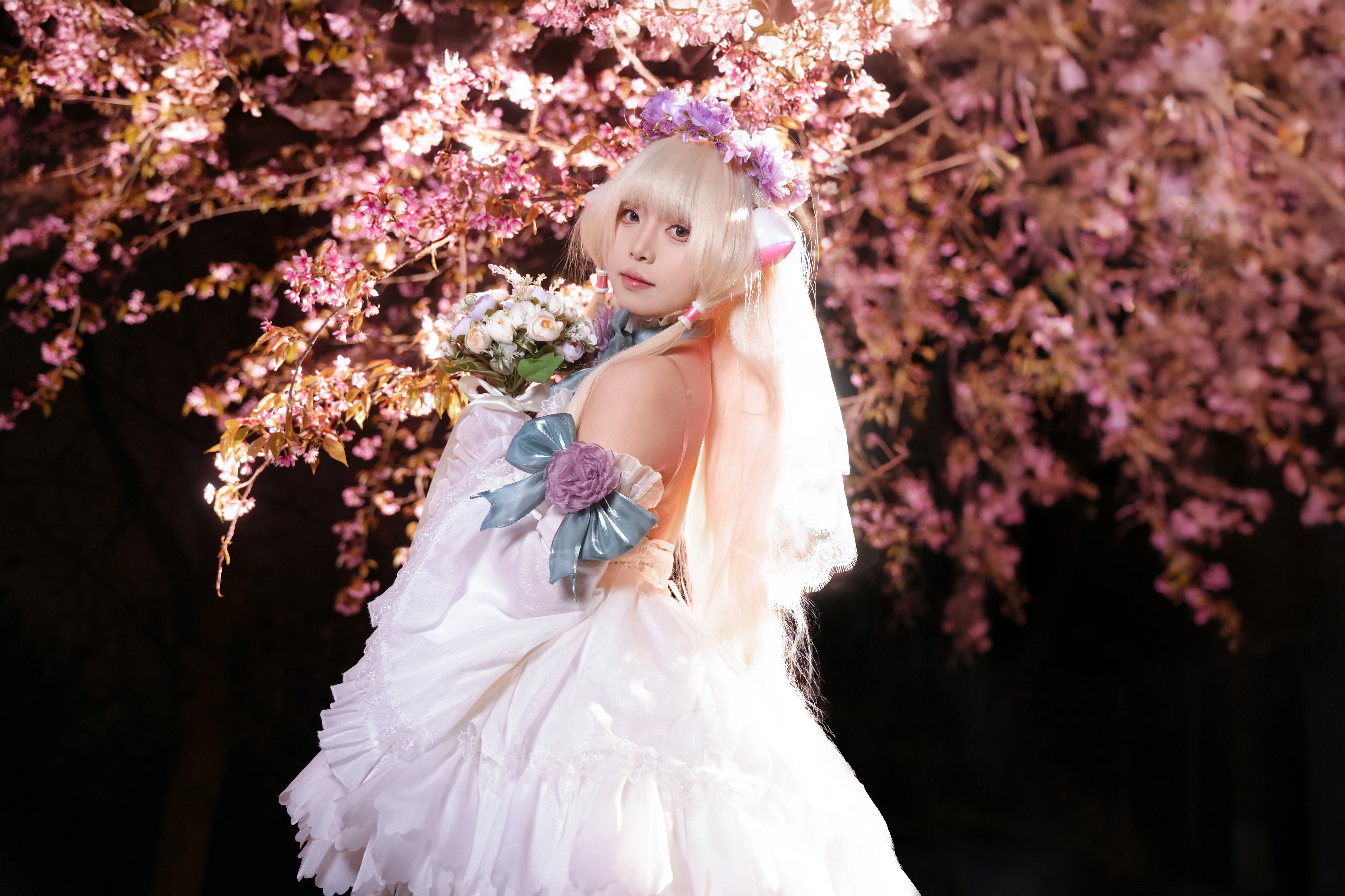 【小叽cos】青龙湖冬夜樱花树下的梦幻定格 - 第 3 张