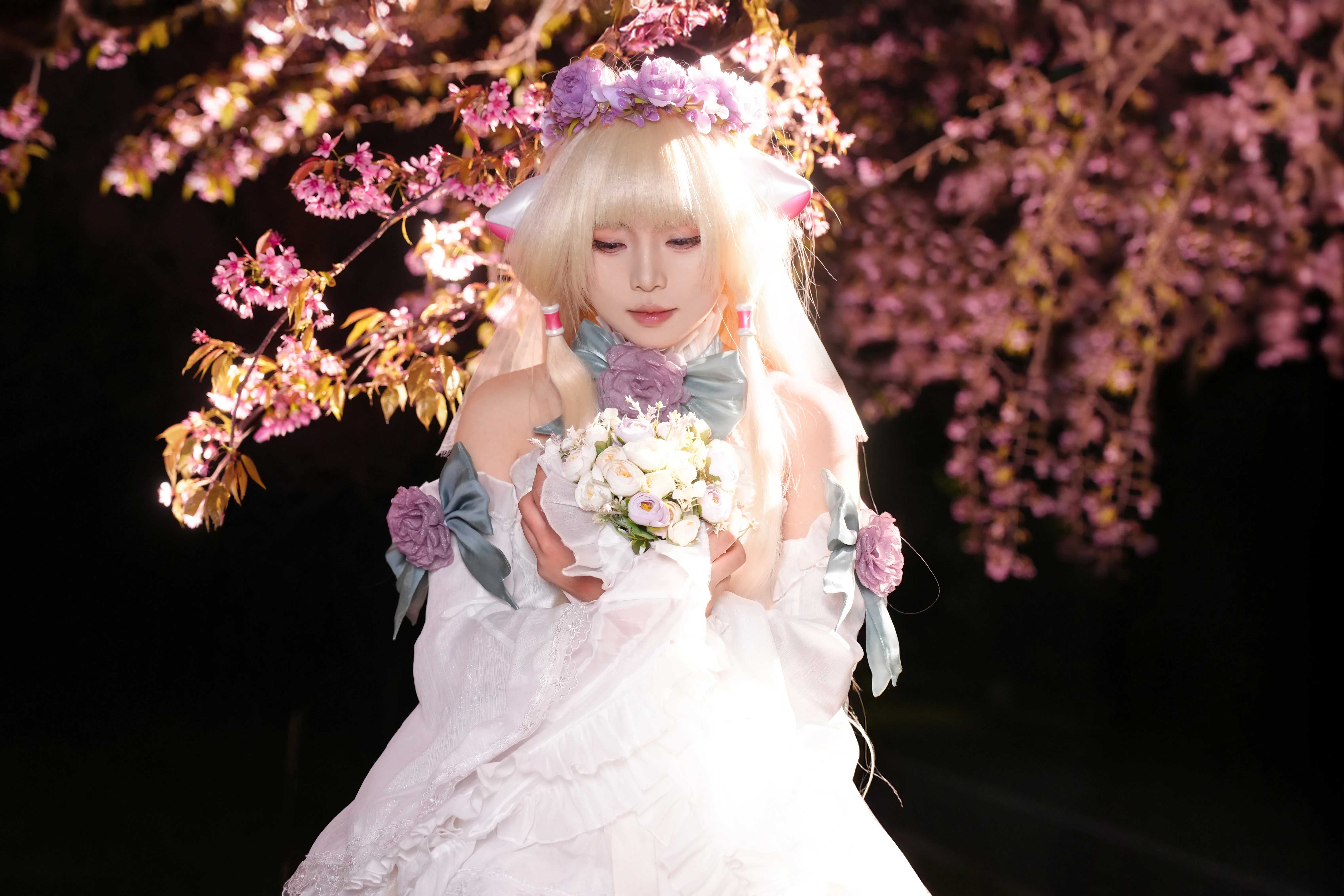 【小叽cos】青龙湖冬夜樱花树下的梦幻定格 - 第 4 张