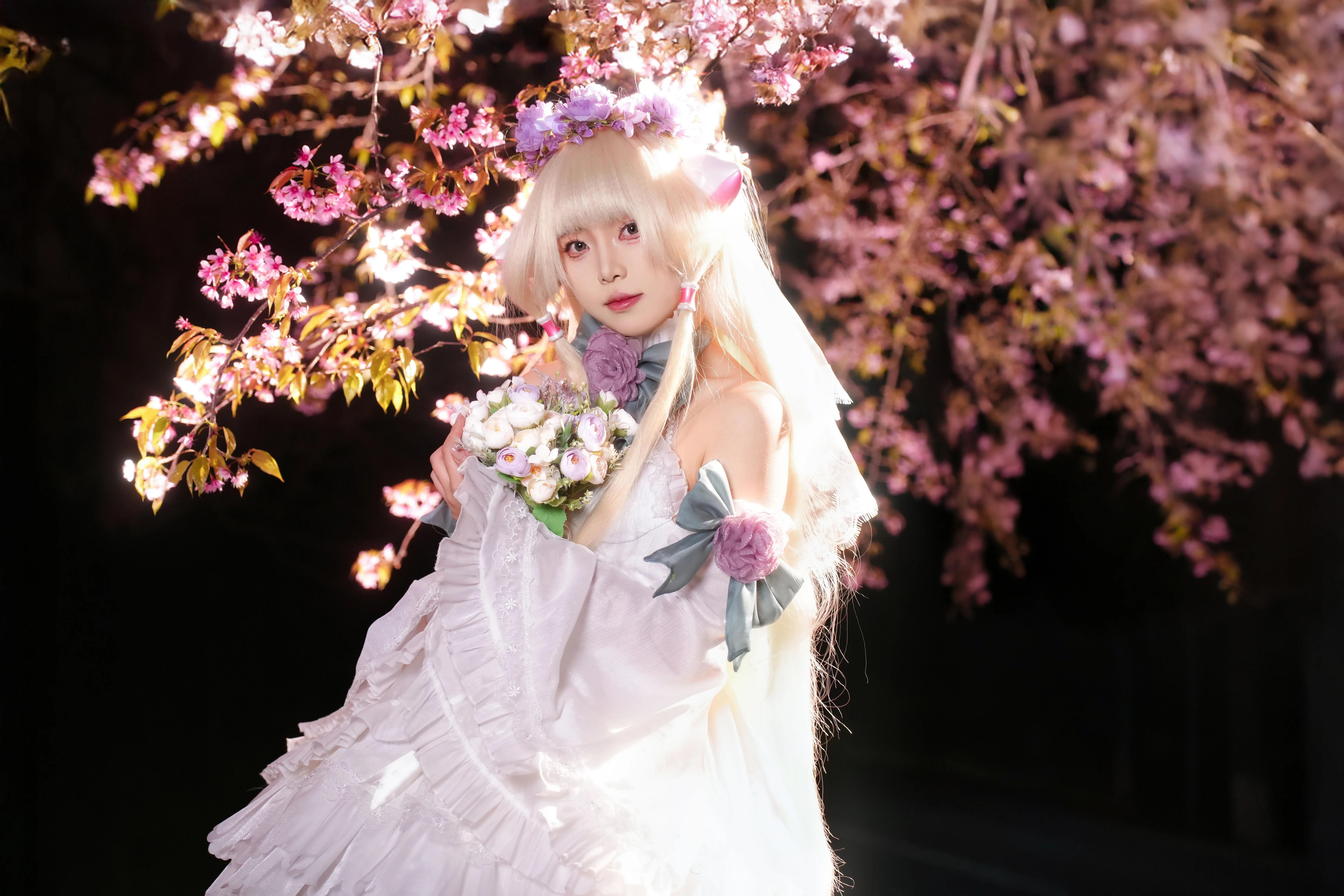 【小叽cos】青龙湖冬夜樱花树下的梦幻定格 - 第 5 张