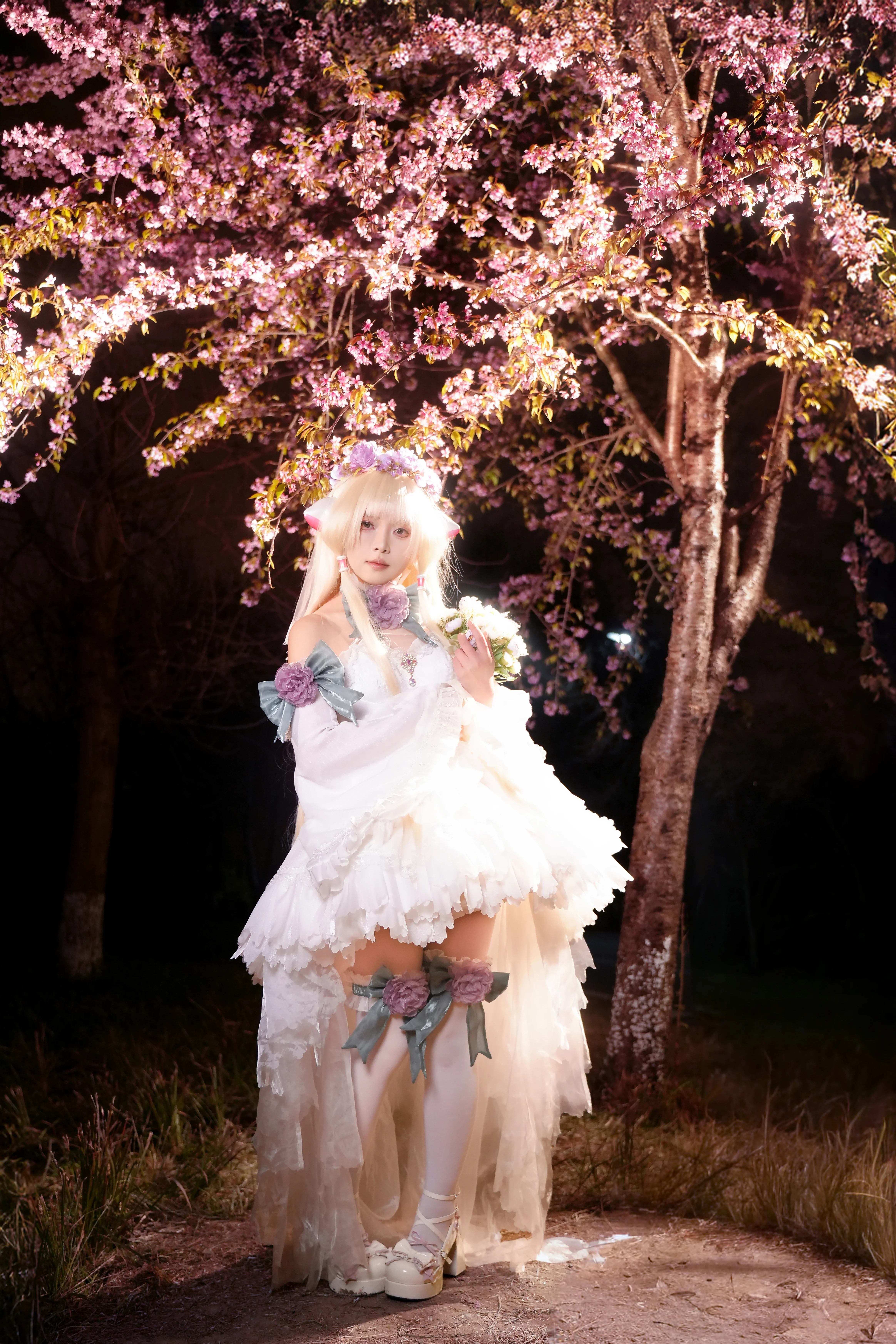 【小叽cos】青龙湖冬夜樱花树下的梦幻定格 - 第 7 张