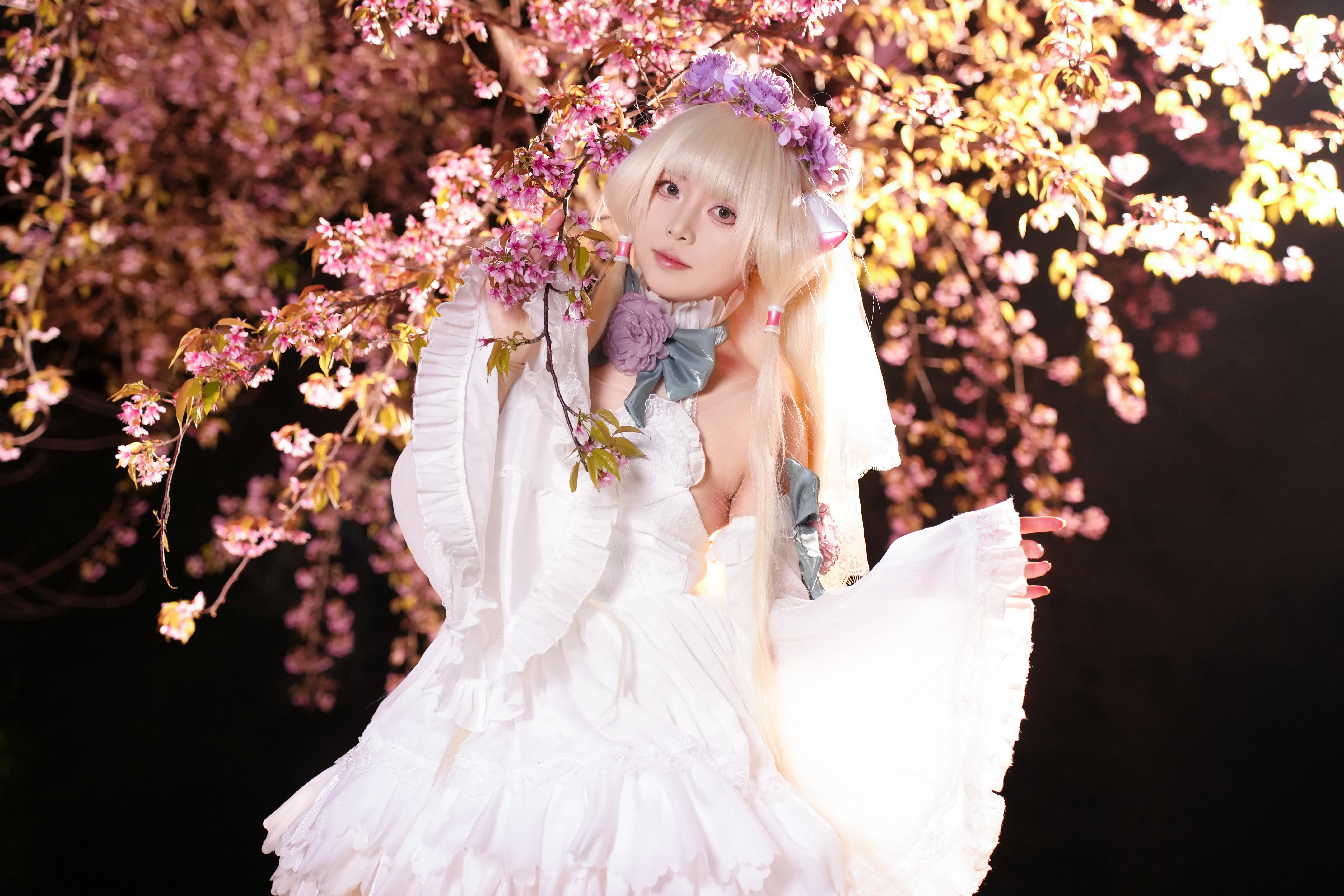 【小叽cos】青龙湖冬夜樱花树下的梦幻定格 - 第 8 张