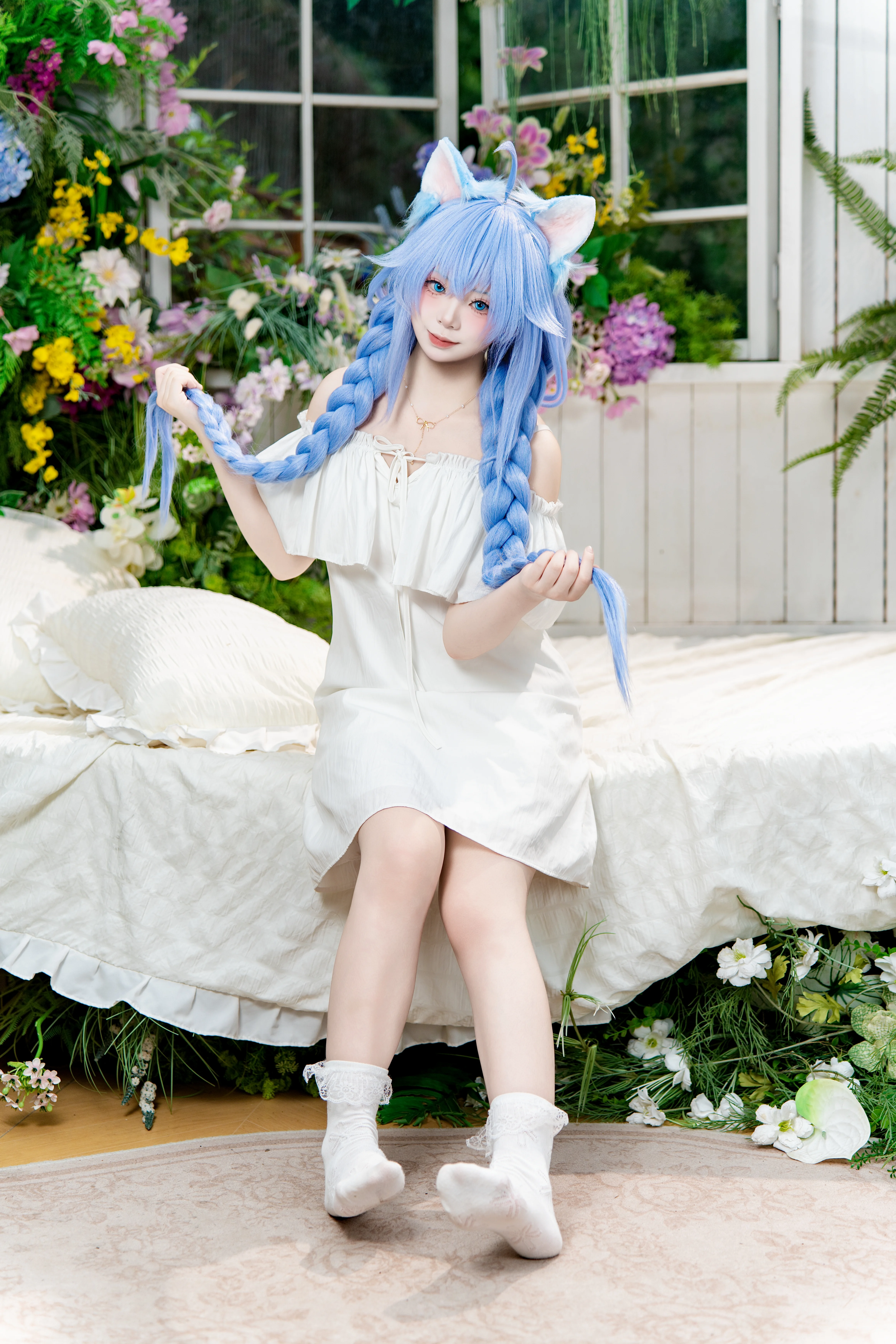 【洛琪希cos】無職轉生睡衣主題，藍髮雙辮的慵懶午後 - 第 1 張