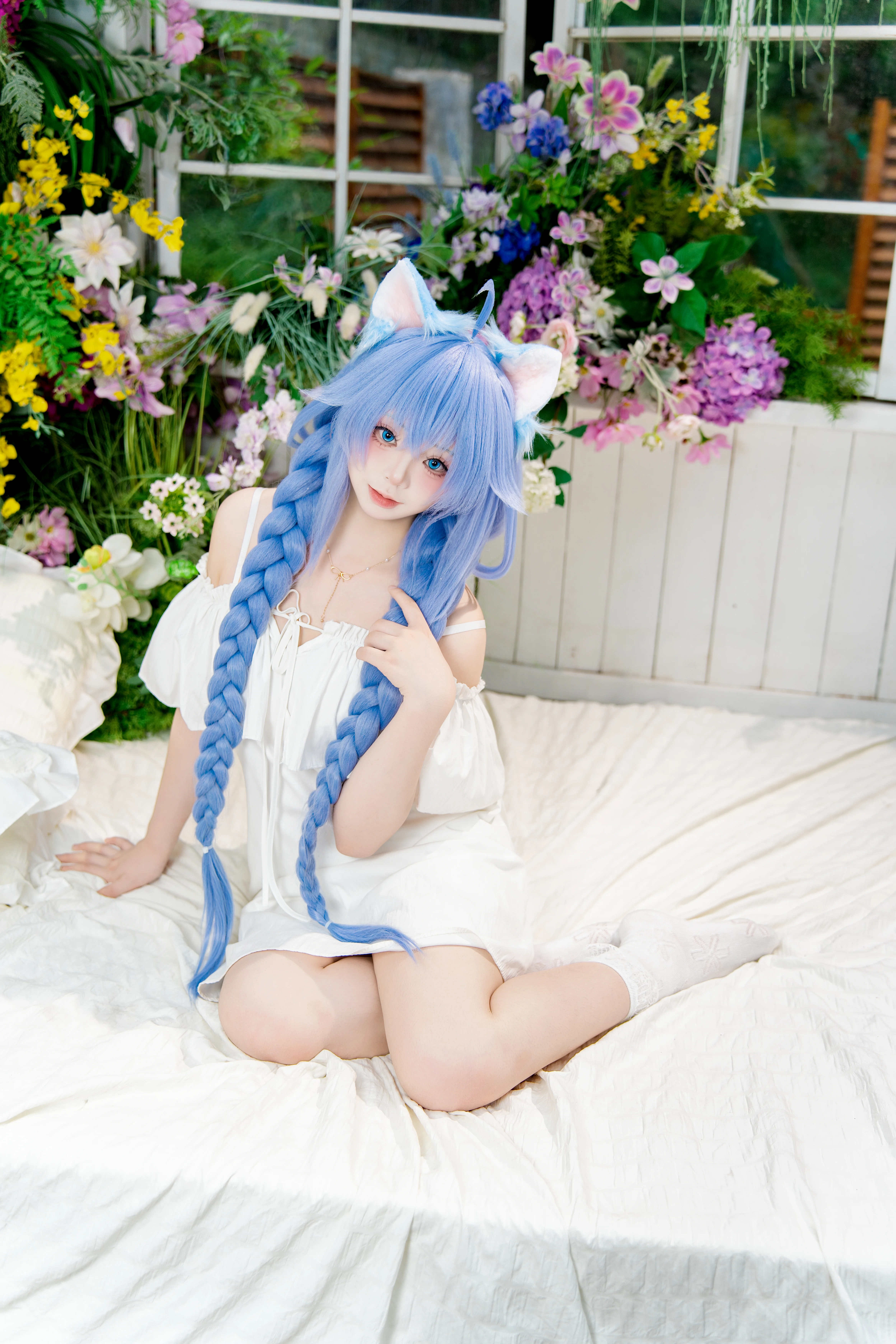 [Roxy cosplay] Mushoku Tensei: Jobless Reincarnation Pajama Theme, the Lazy Afternoon of Blue Hair and Twin Braids