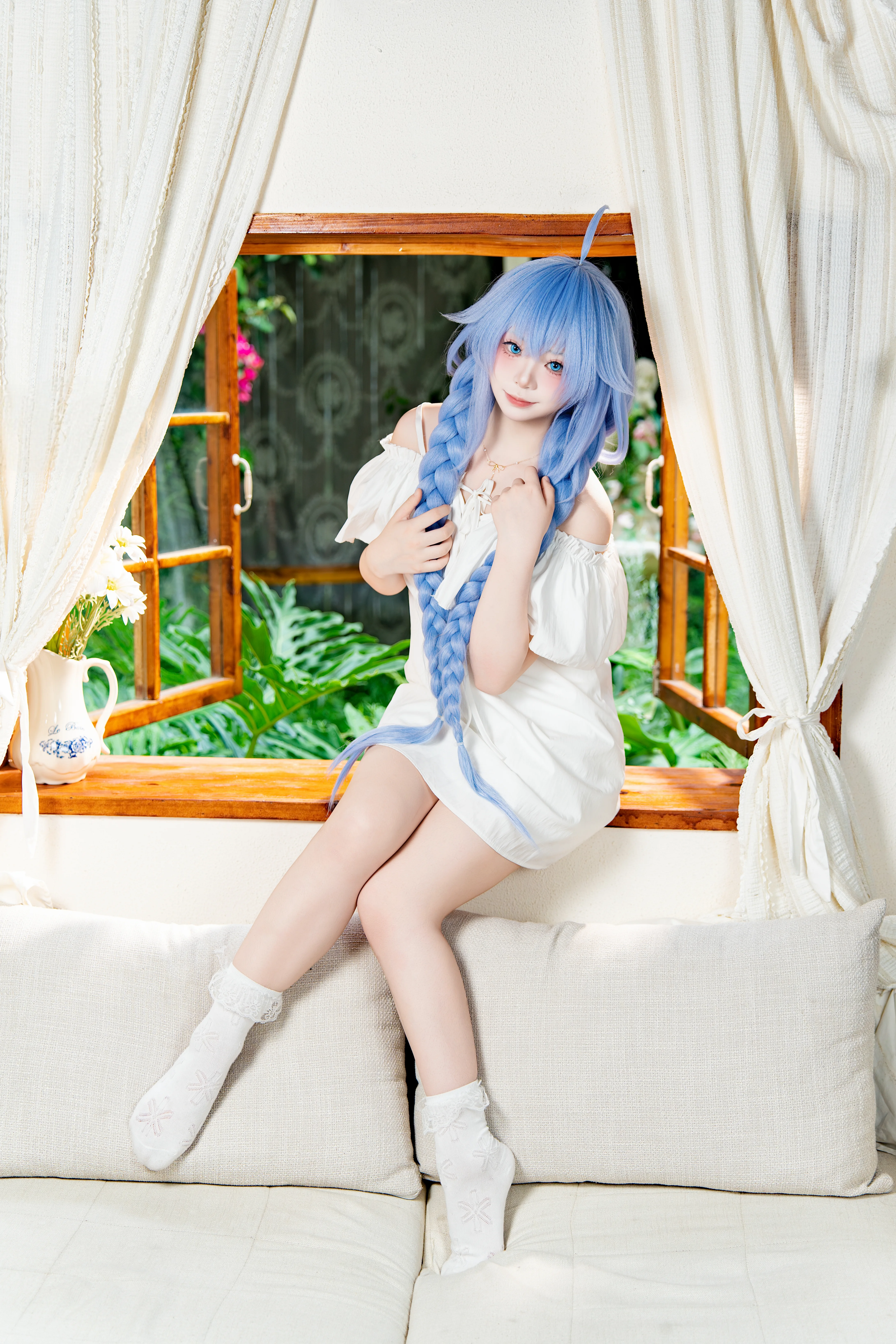 【洛琪希cos】無職轉生睡衣主題，藍髮雙辮的慵懶午後 - 第 6 張