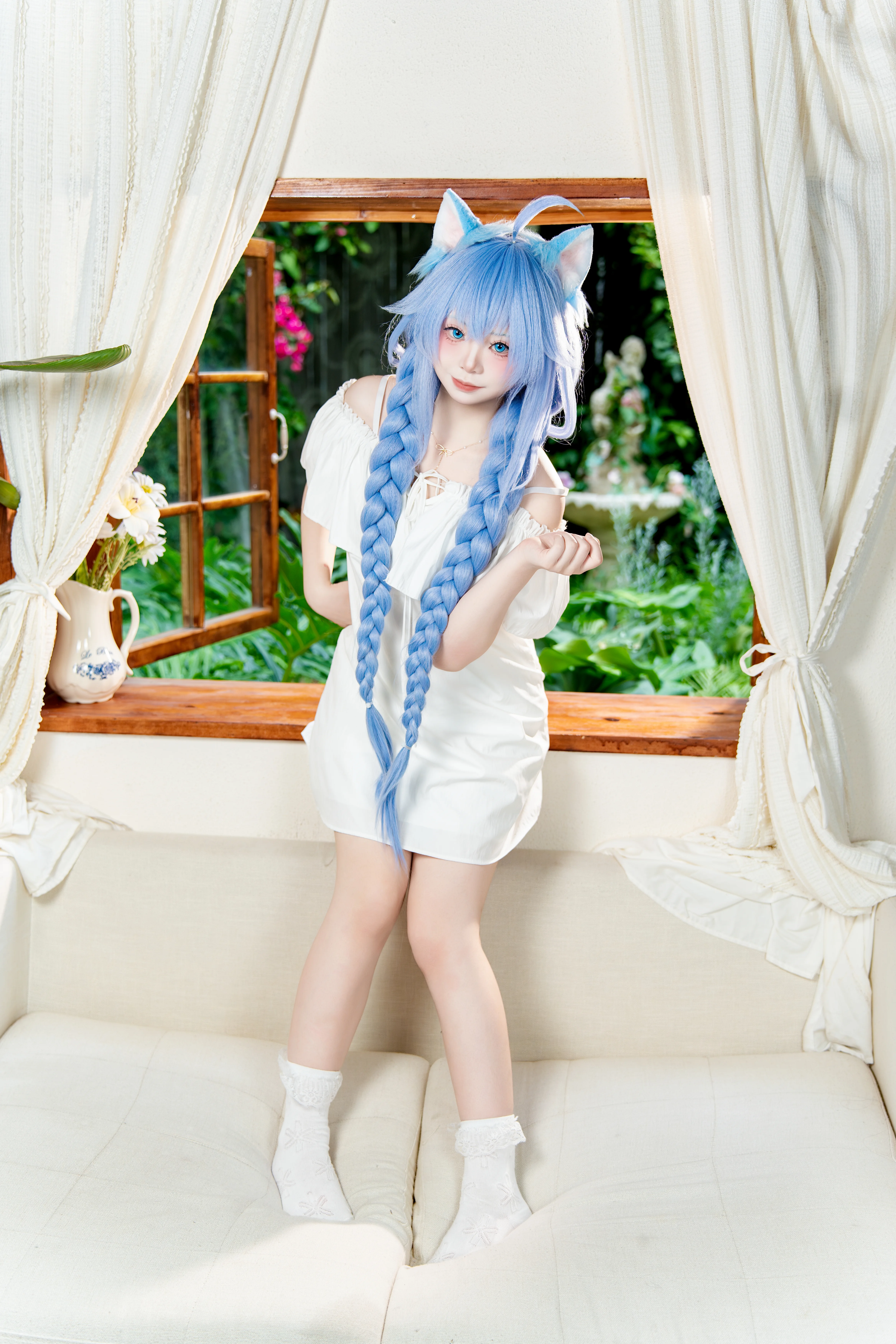 【洛琪希cos】无职转生，蓝发少女的晨间睡衣 - 第 4 张