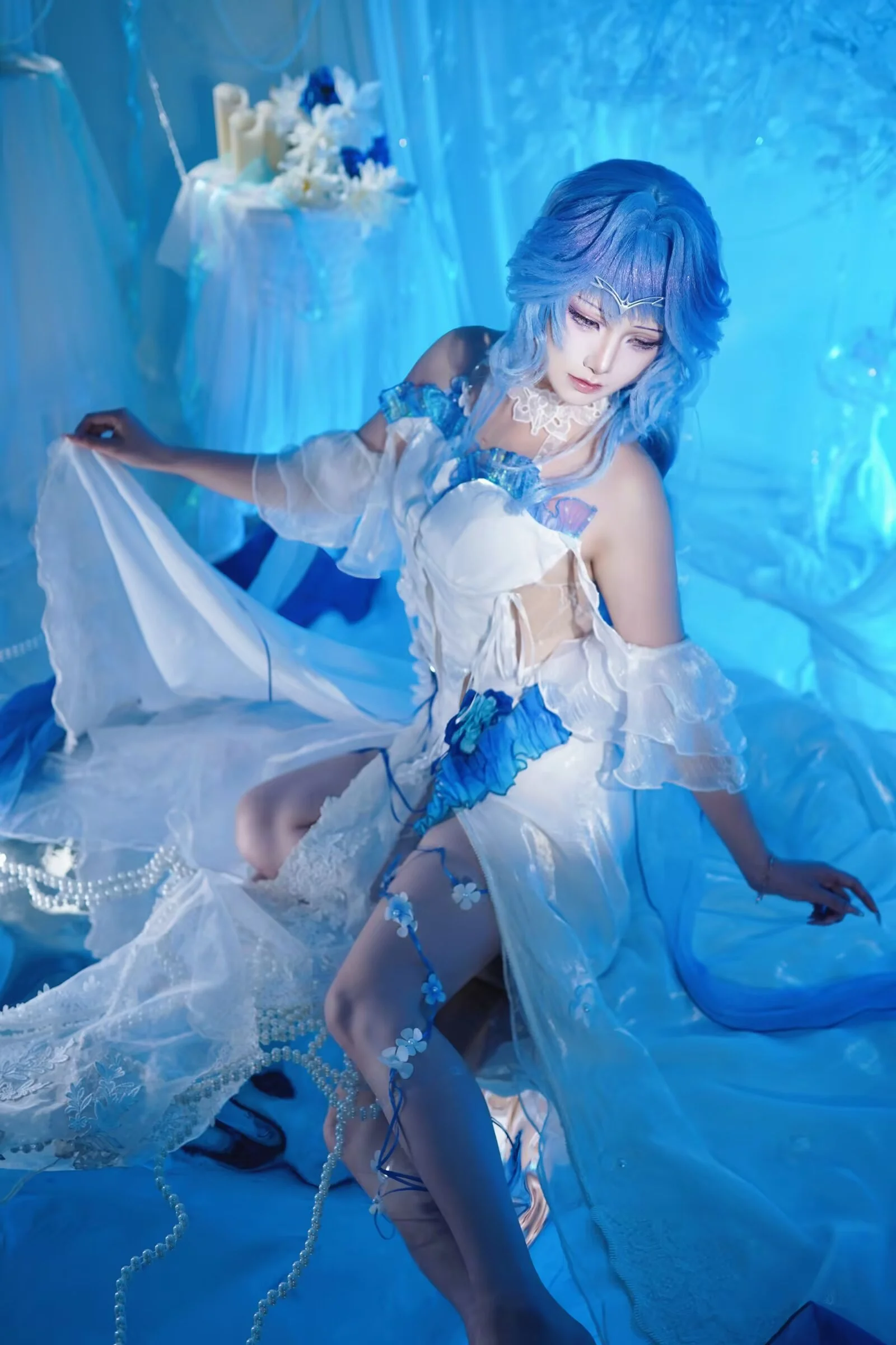 【甘雨cos】原神：蓝白轻纱里的冷海光影 - 第 3 张