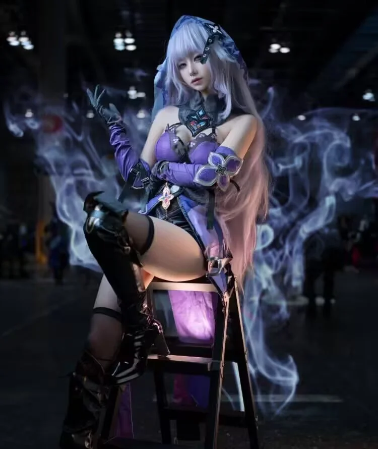 【符玄cos】原神漫展中的银紫神秘装束与腾空抓拍