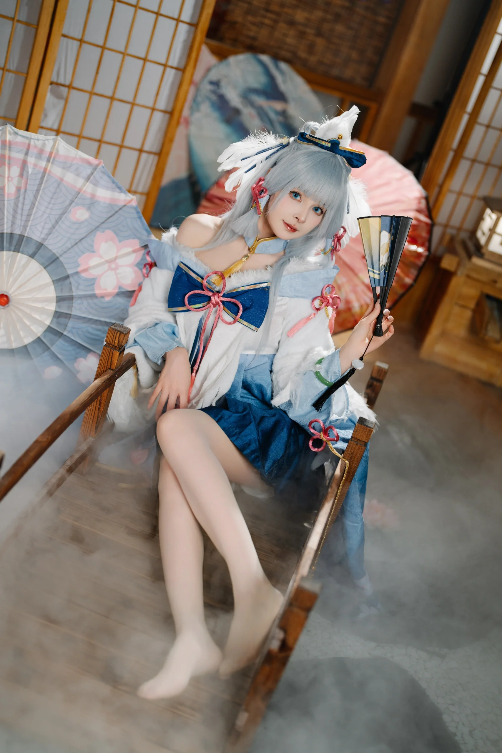 【神里綾華 コスプレ】白鷺桜華、雪霧に包まれた稲妻の景色 - 1 枚目