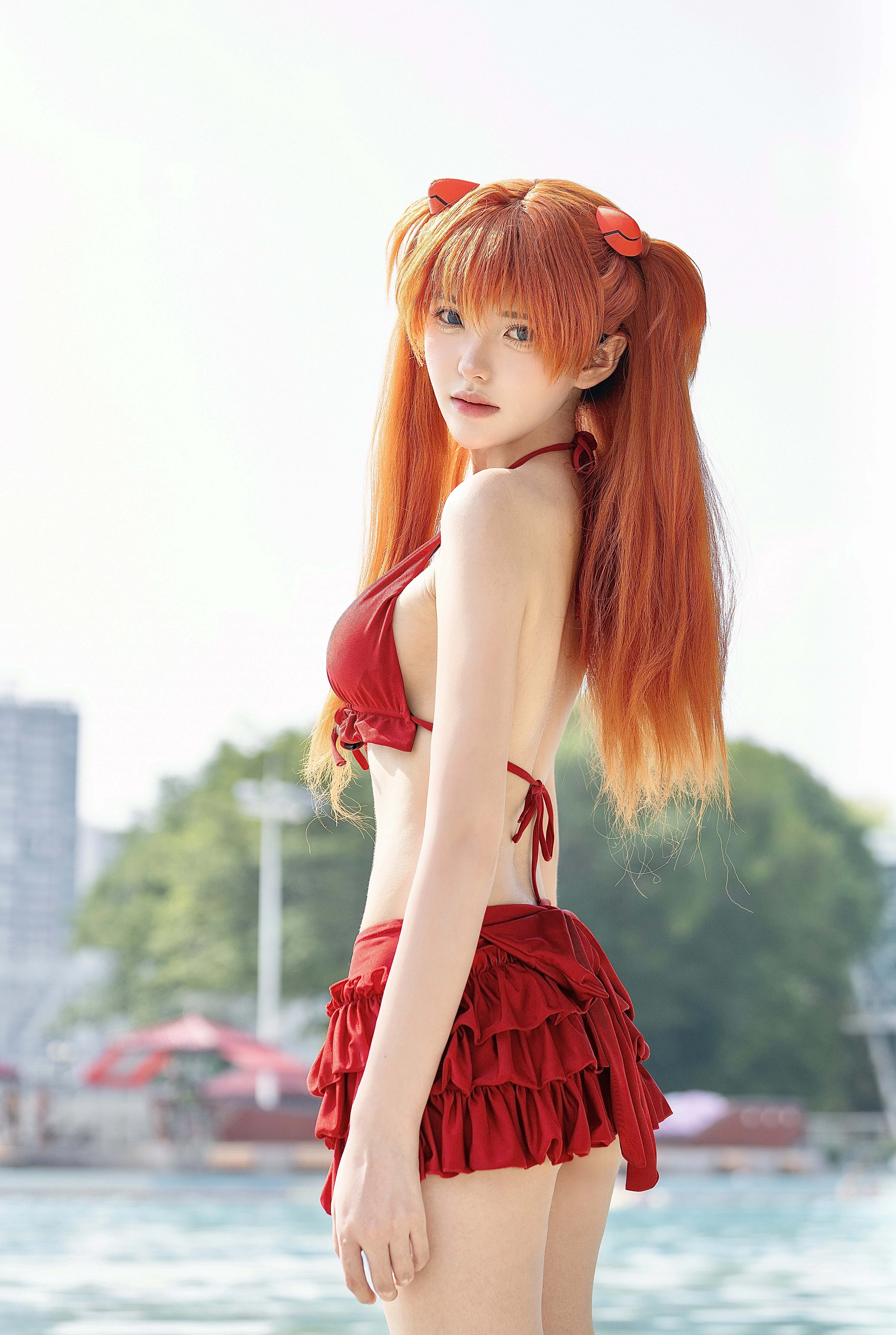 【明日香cos】紅是明日香的紅，夏日泳池邊的一抹亮色 - 第 3 張