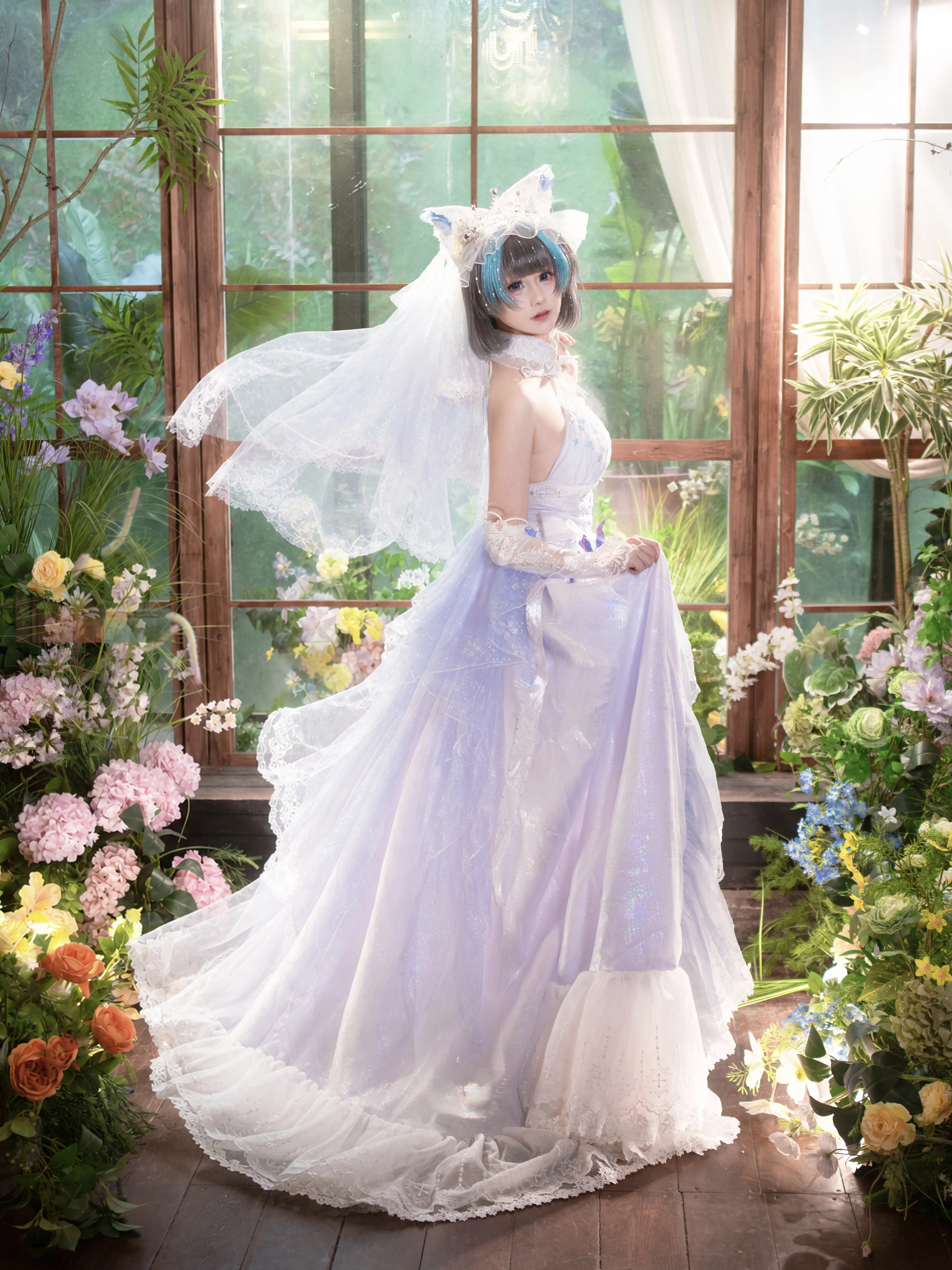 【柴郡cos】碧蓝航线誓约花嫁，逆光下的梦幻回眸