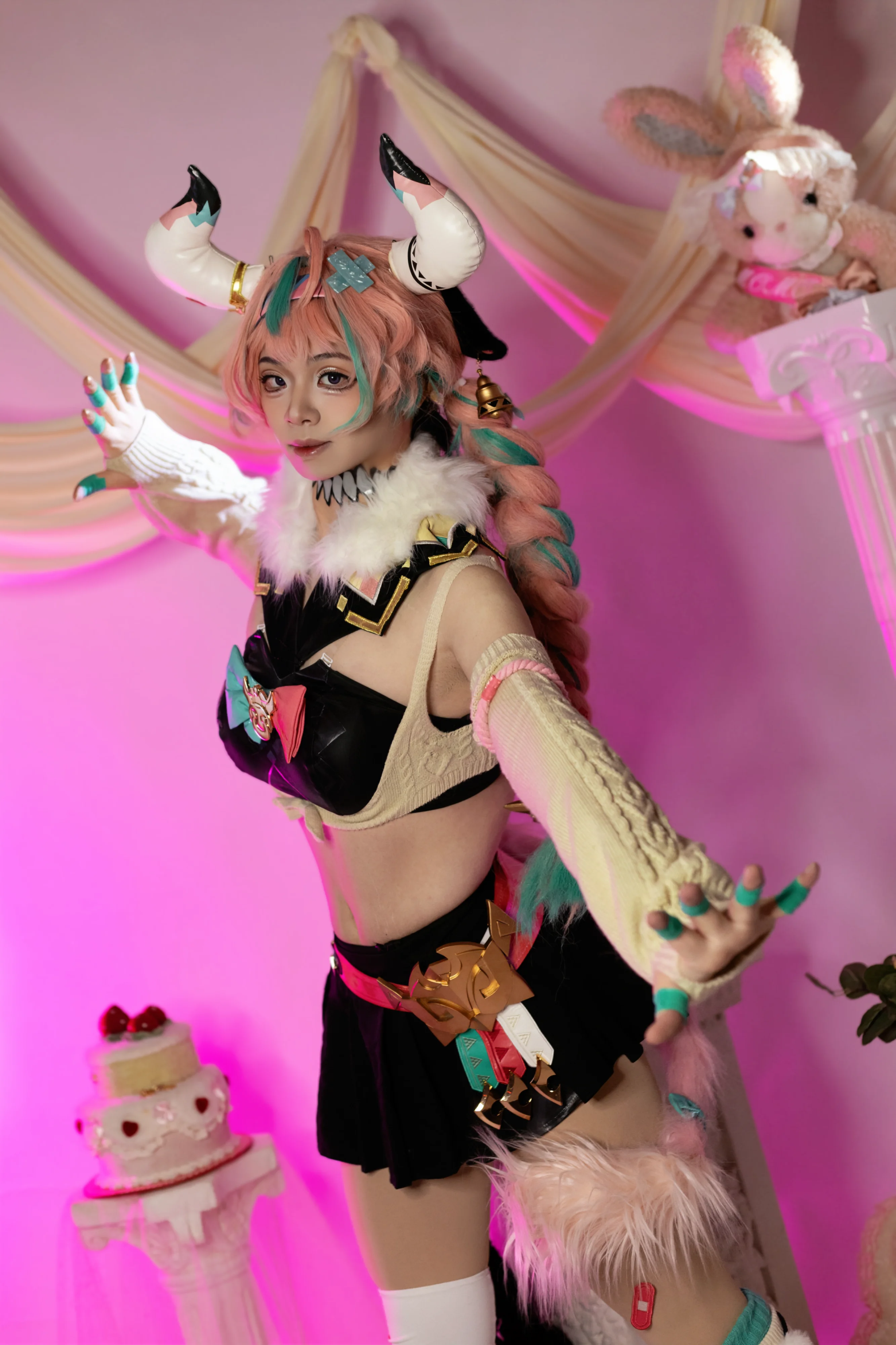 【瓦雷莎cos】原神纳塔夜行诗，粉色梦幻里的小小犄角 - 第 5 张