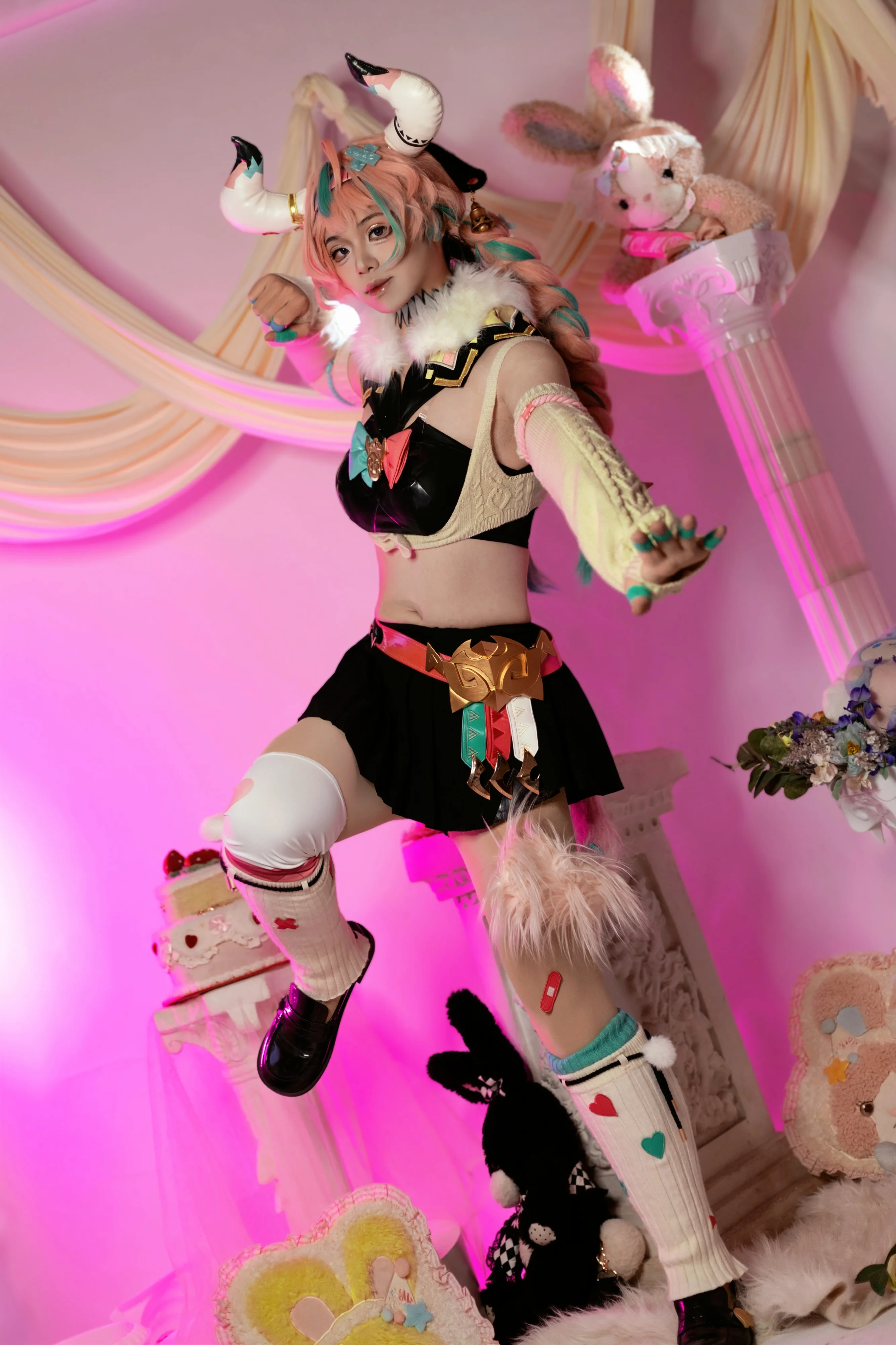 【瓦雷莎cos】原神纳塔夜行诗，粉色梦幻里的小小犄角 - 第 7 张