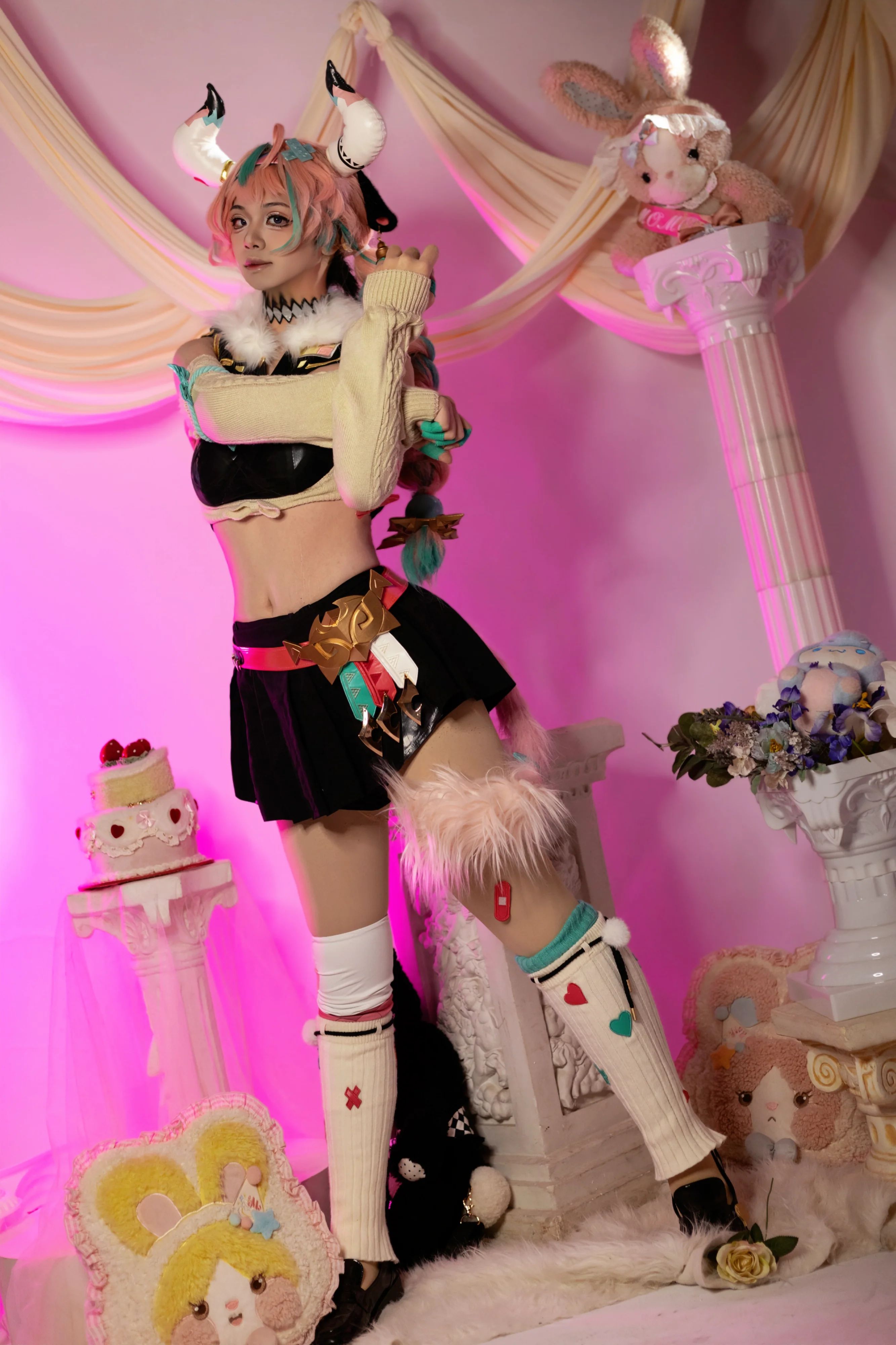 【瓦雷莎cos】原神纳塔夜行诗，粉色梦幻里的小小犄角 - 第 8 张