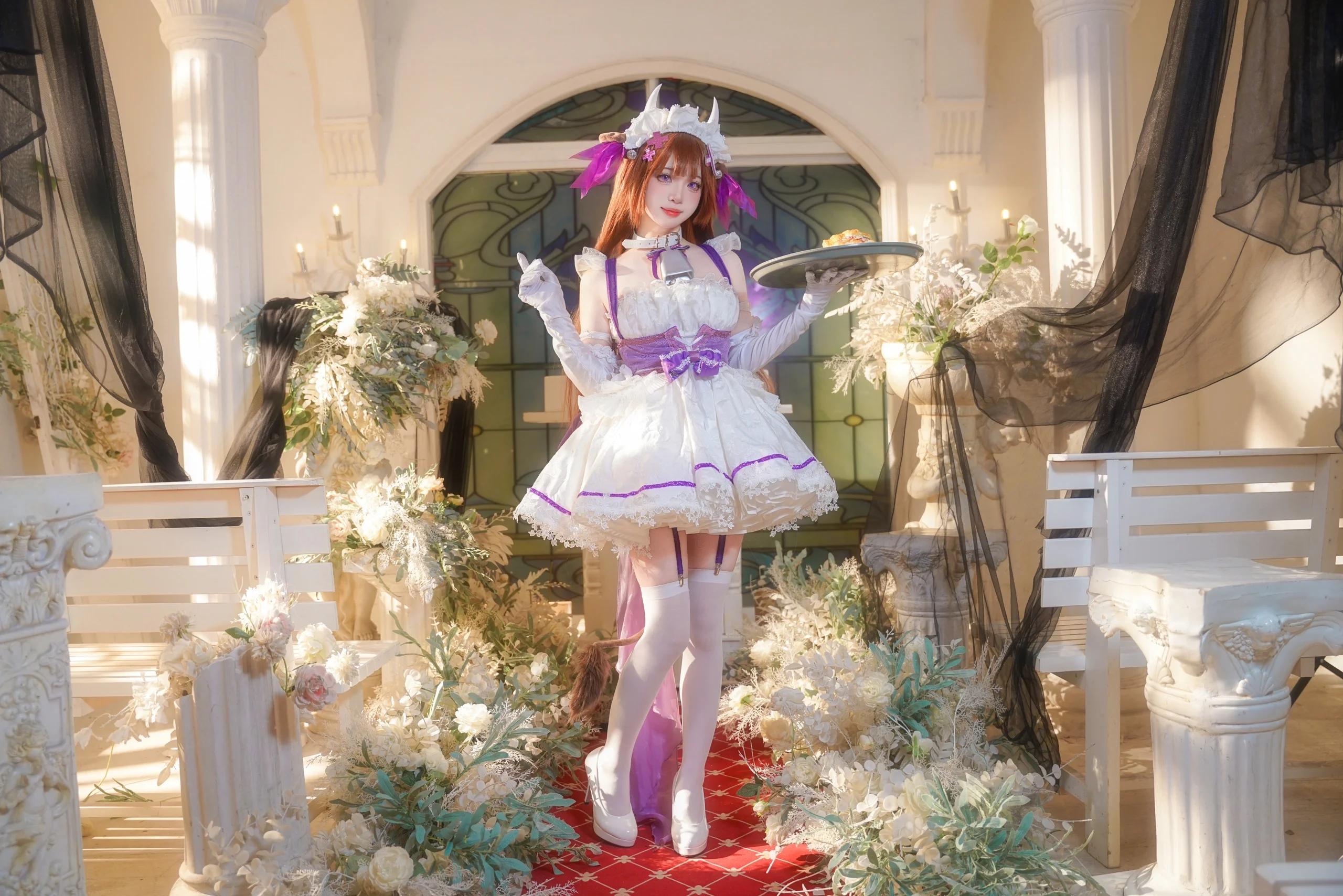 【樫野 コスプレ】『アズールレーン』気品あふれるメイド、白と紫の巡り合い - 1 枚目