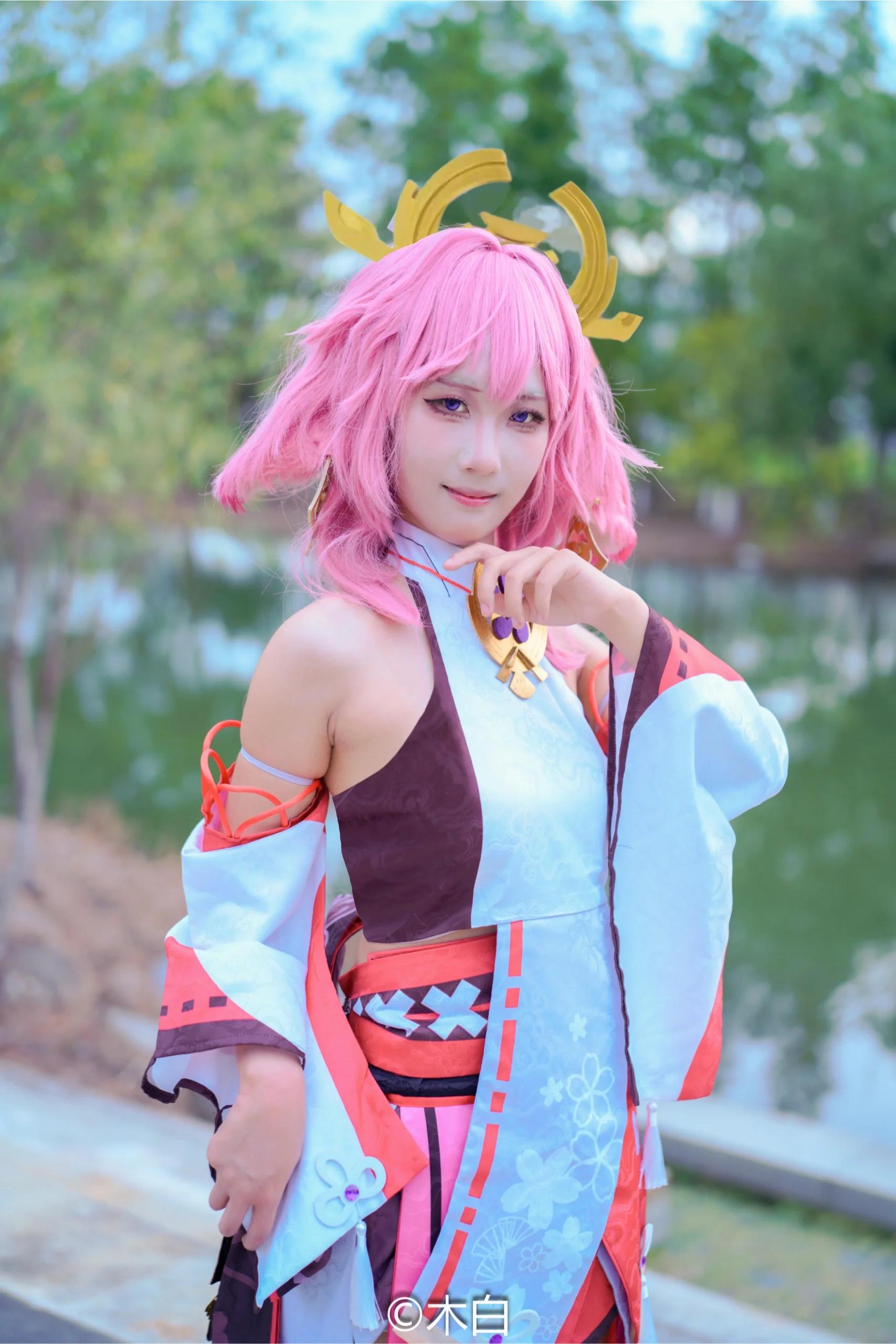 【八重神子cos】盛夏里的雷光，原神角色正片分享 - 第 2 张