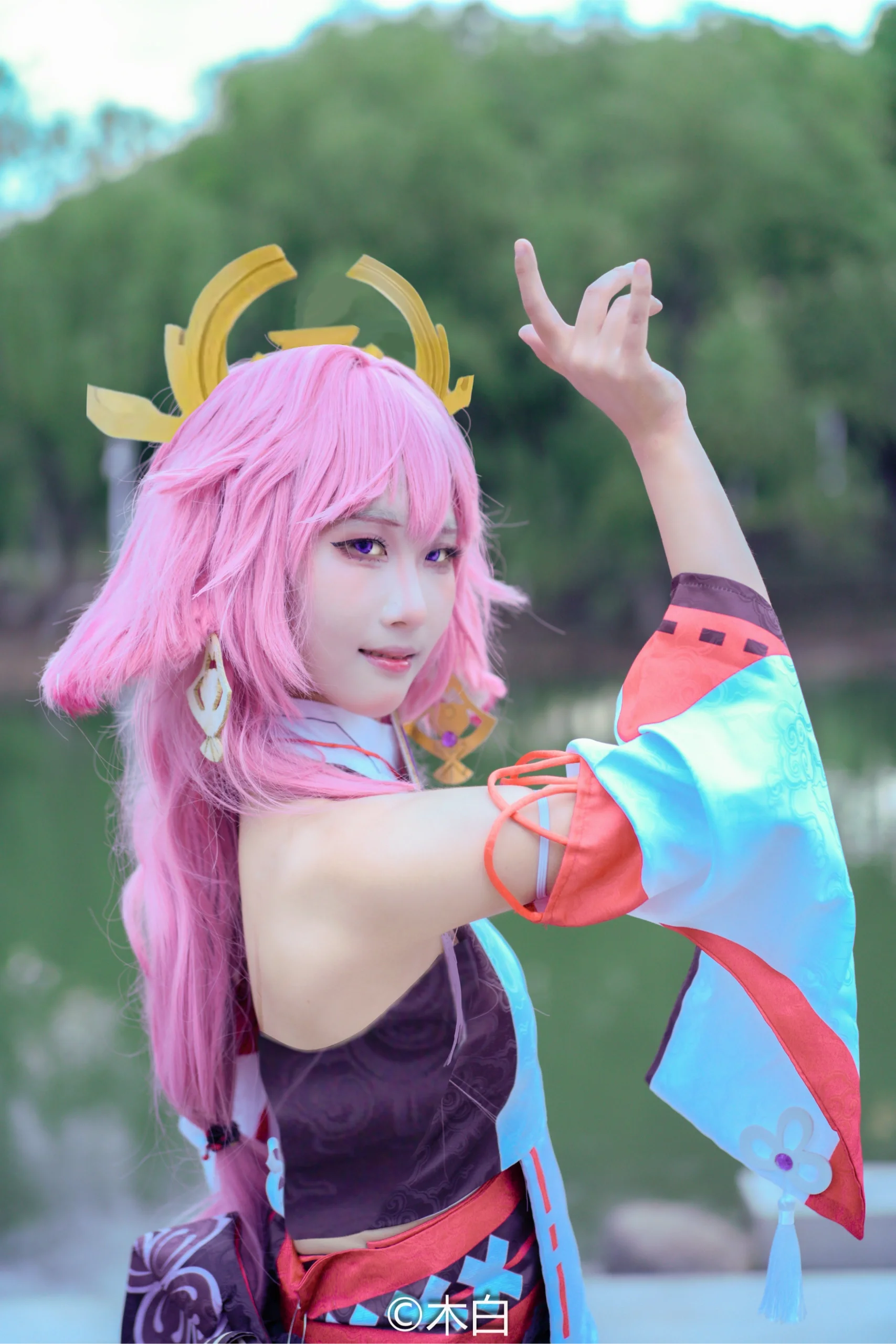 【八重神子cos】盛夏里的雷光，原神角色正片分享 - 第 3 张