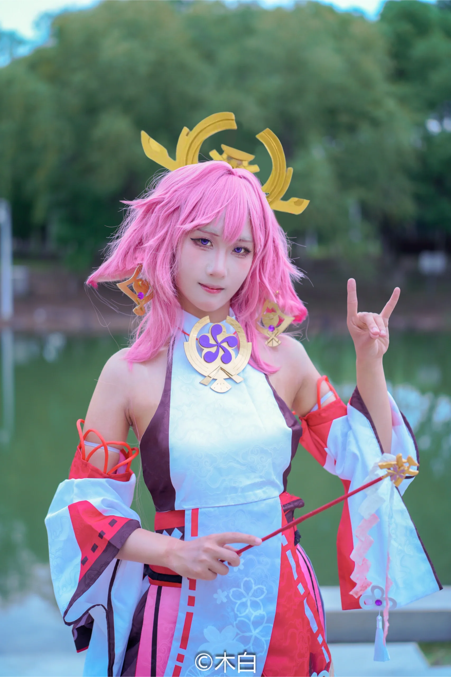 【八重神子cos】盛夏里的雷光，原神角色正片分享 - 第 6 张