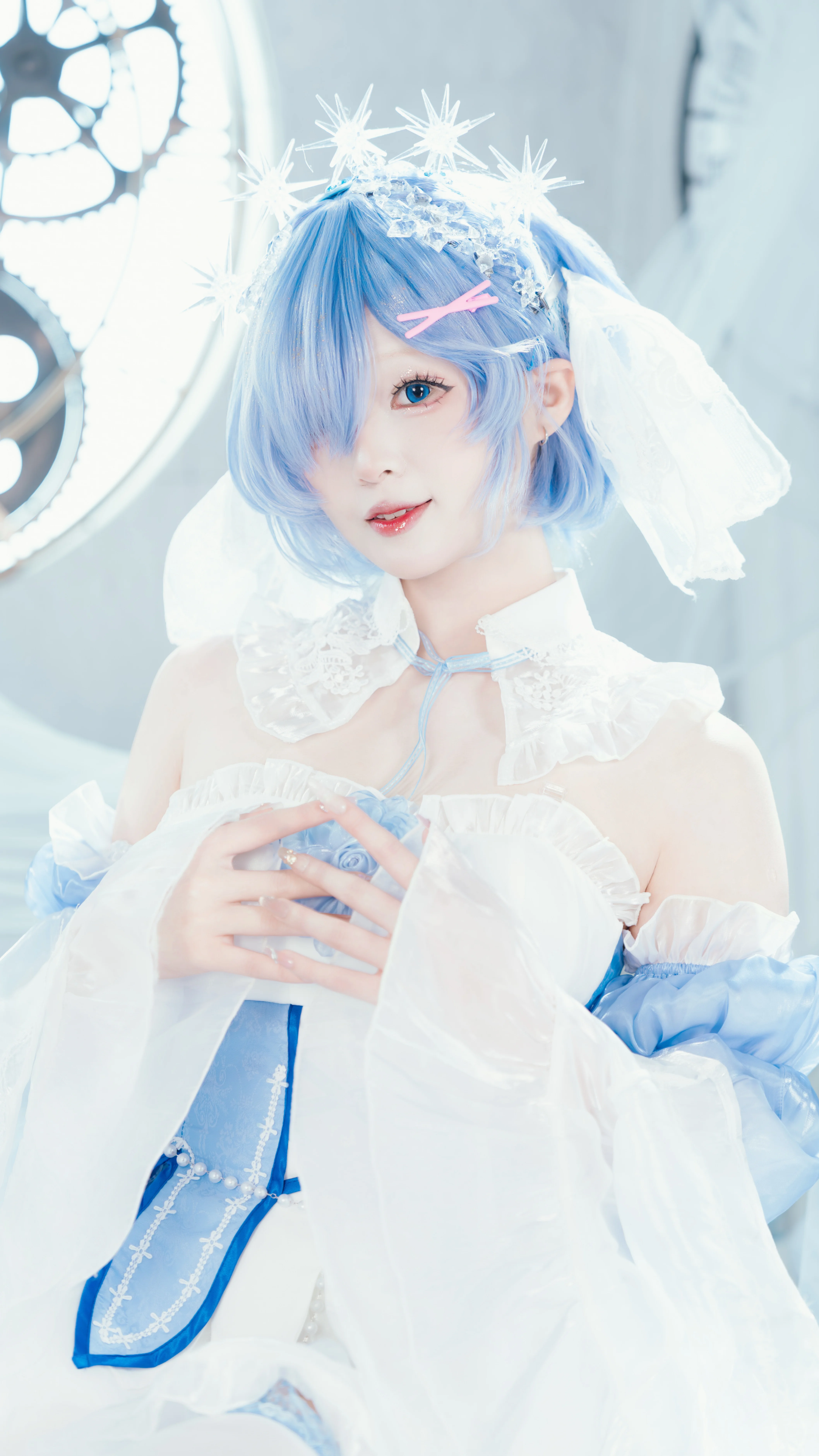[Rem Cosplay] Ice Crystal Blue and White Gown, Re:ZERO -Starting Life in Another World- - Image 1