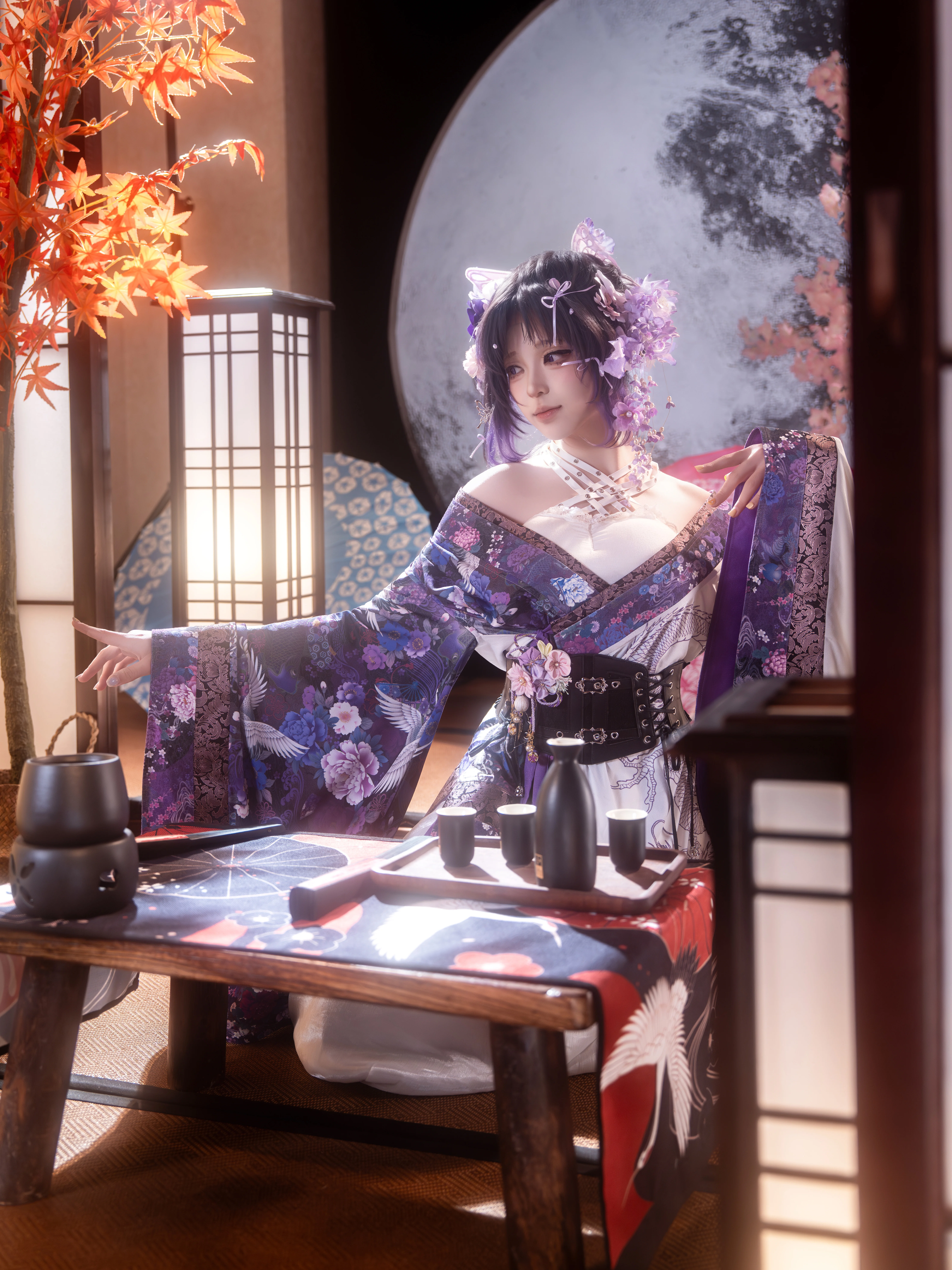 【蝴蝶忍cos】花魁私设，月色下的蝶影与和风茶室 - 第 2 张