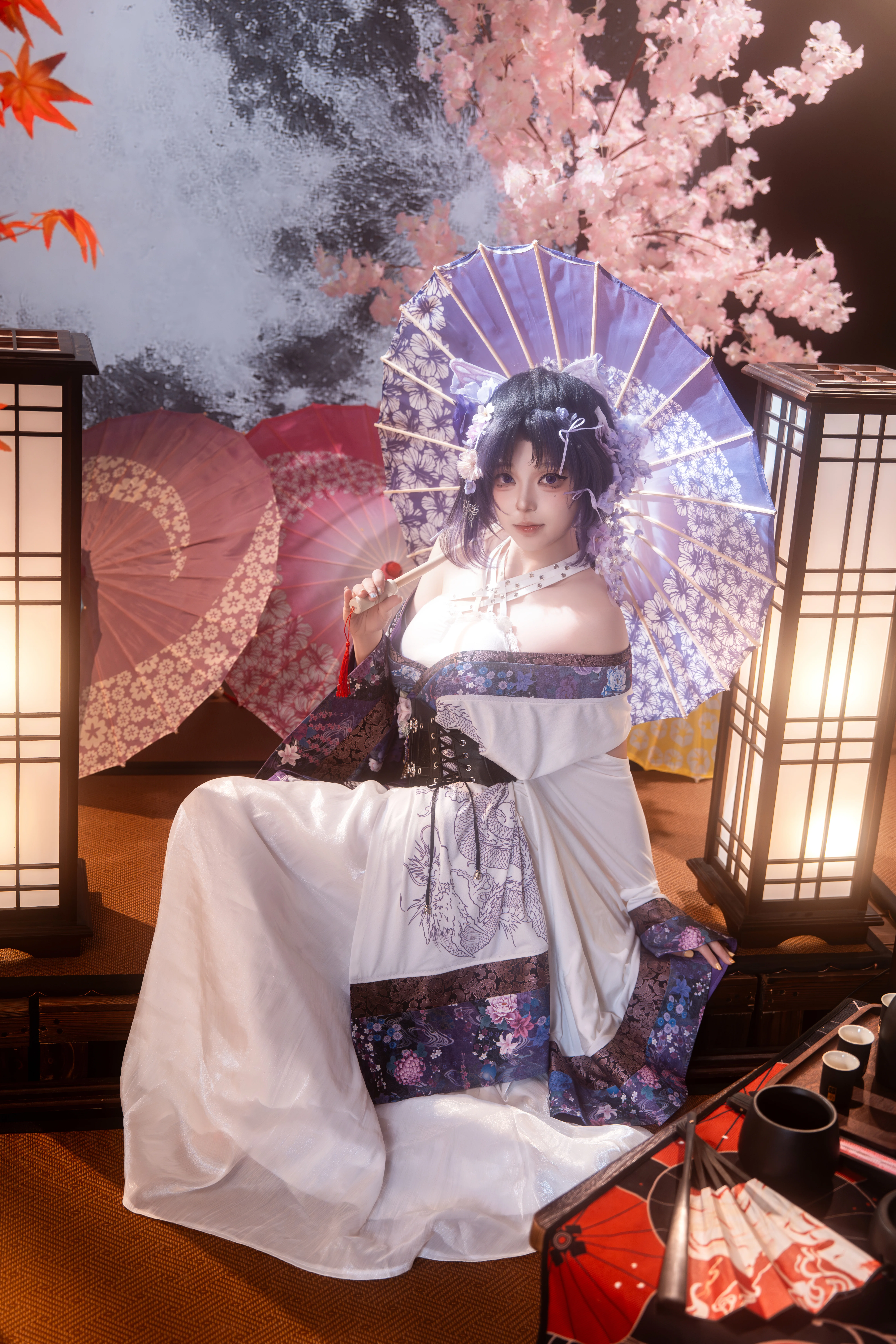 【蝴蝶忍cos】花魁私设，月色下的蝶影与和风茶室 - 第 4 张