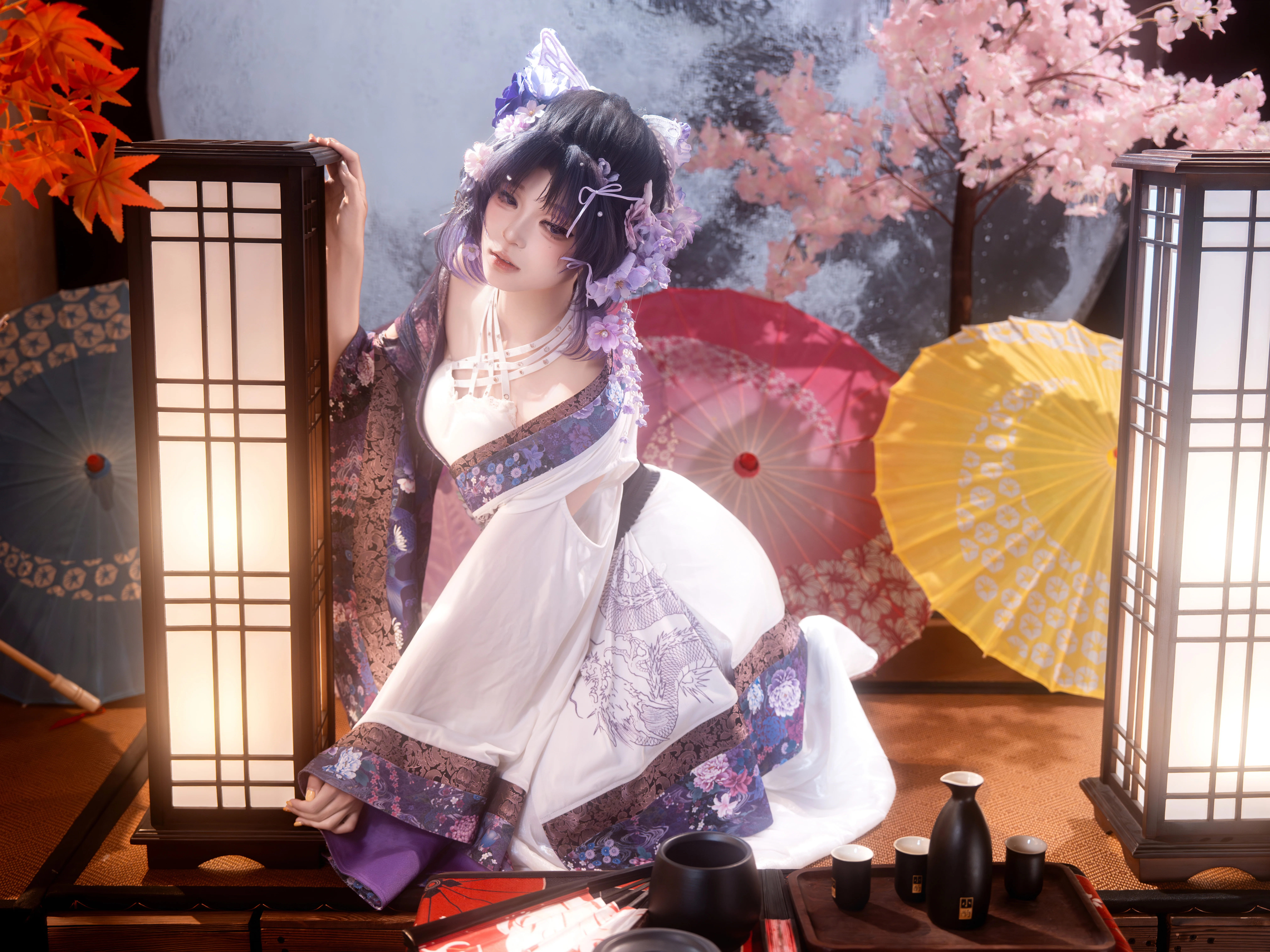 [Shinobu Kochou Cosplay] Moon Shadow under the Wisteria: A Japanese-Style Dream of Dancing Butterflies - Image 1