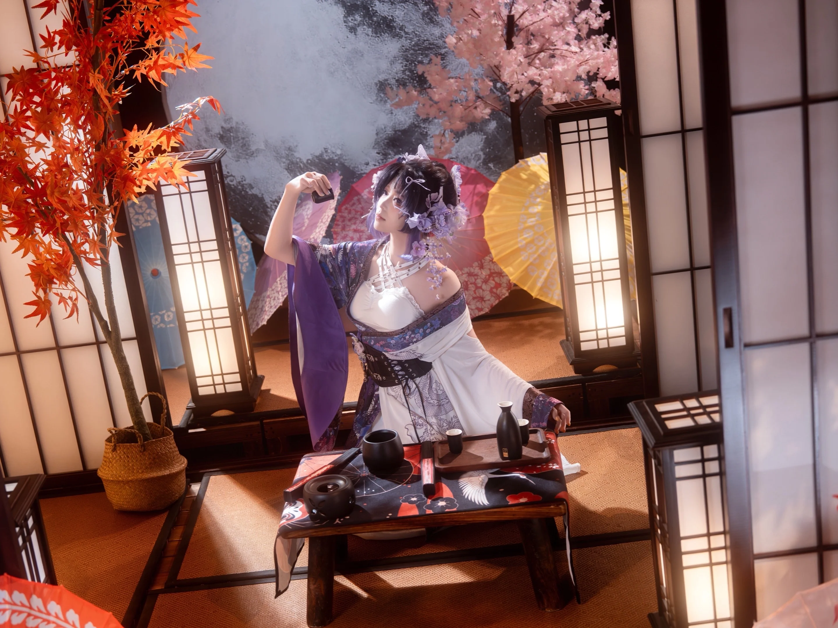[Shinobu Kochou Cosplay] Moon Shadow under the Wisteria: A Japanese-Style Dream of Dancing Butterflies - Image 3