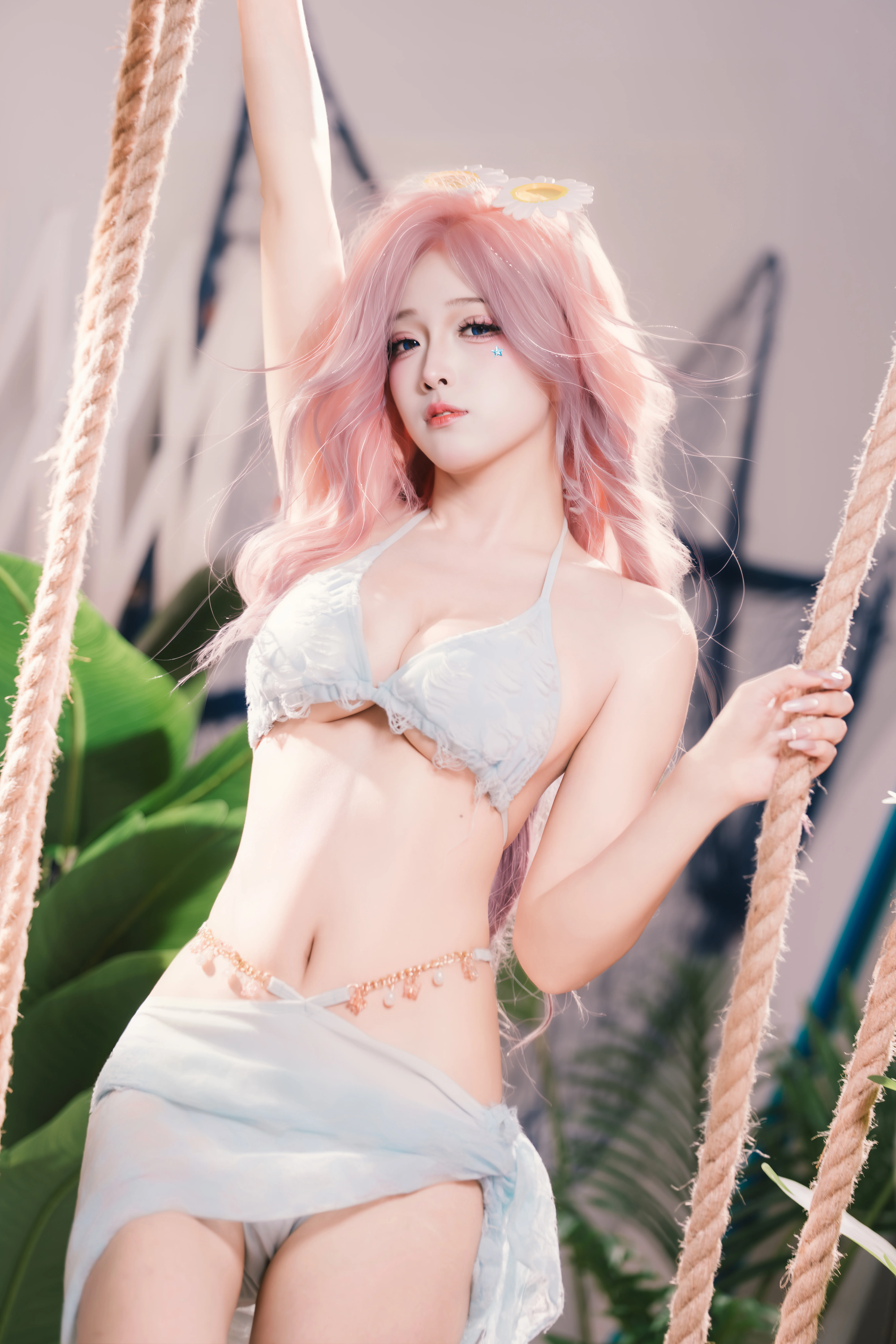 【萨勒芬妮cos】英雄联盟粉发少女的夏日泳池限定 - 第 2 张