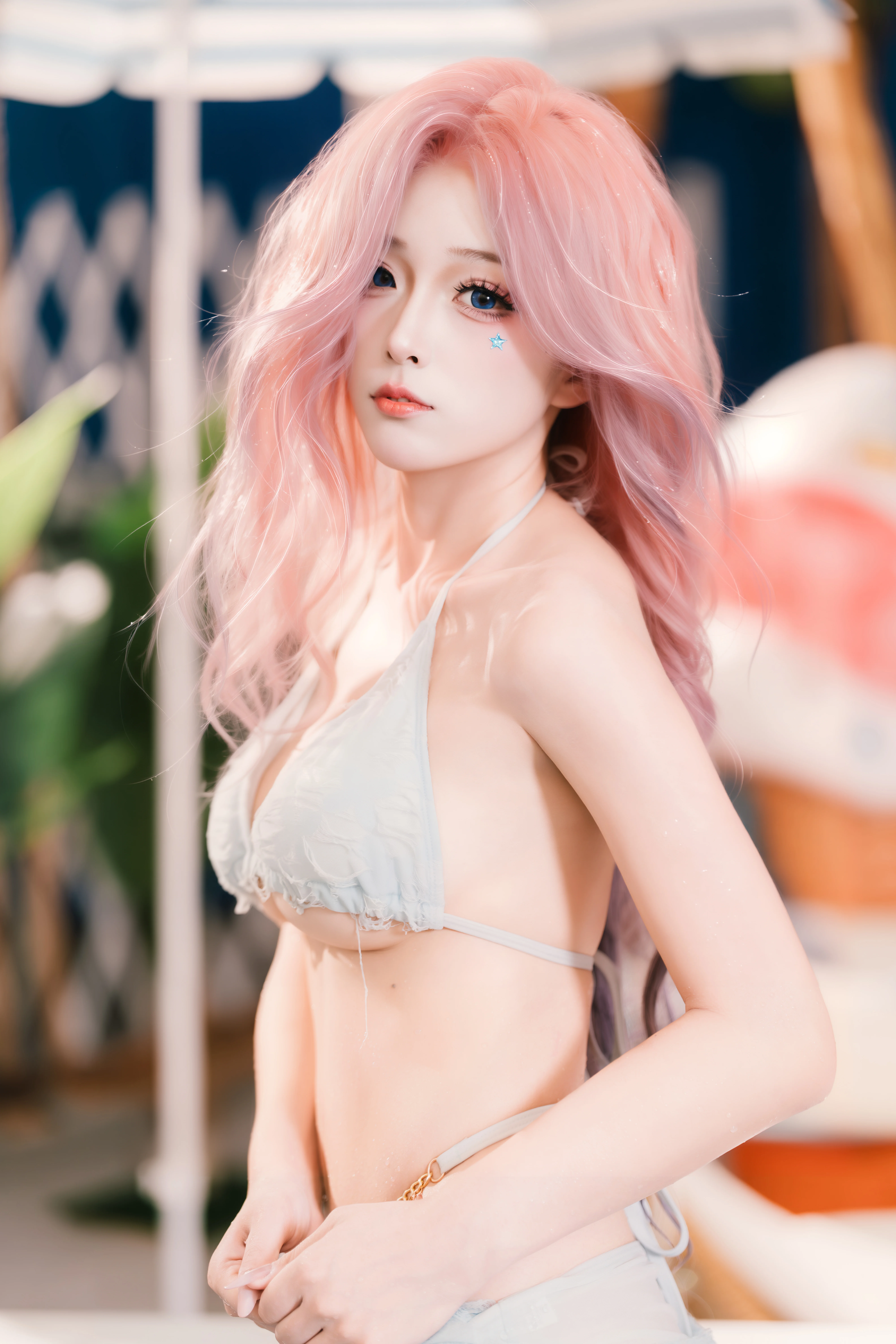 【萨勒芬妮cos】英雄联盟粉发少女的夏日泳池限定 - 第 4 张