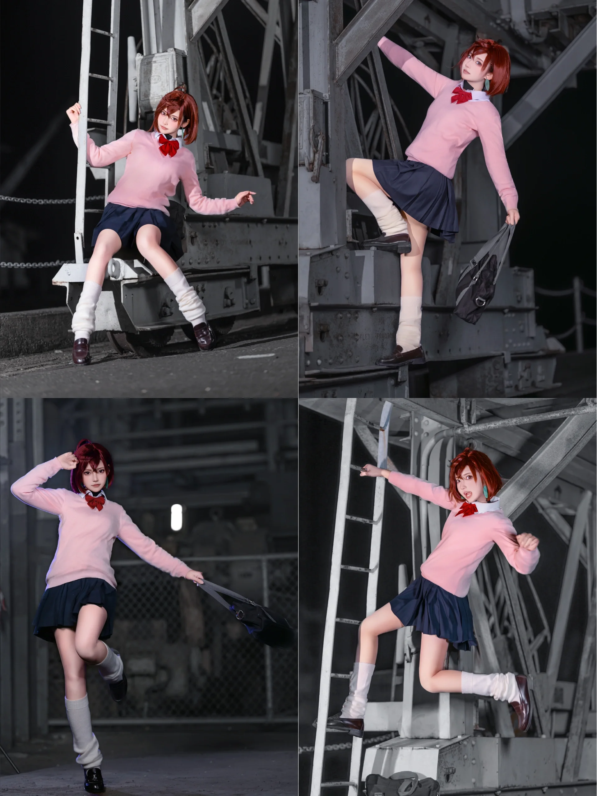 [Momo Ayase cosplay] Red-Haired JK Girl in Industrial Style: Arm Strength Challenge Big Success - Image 1