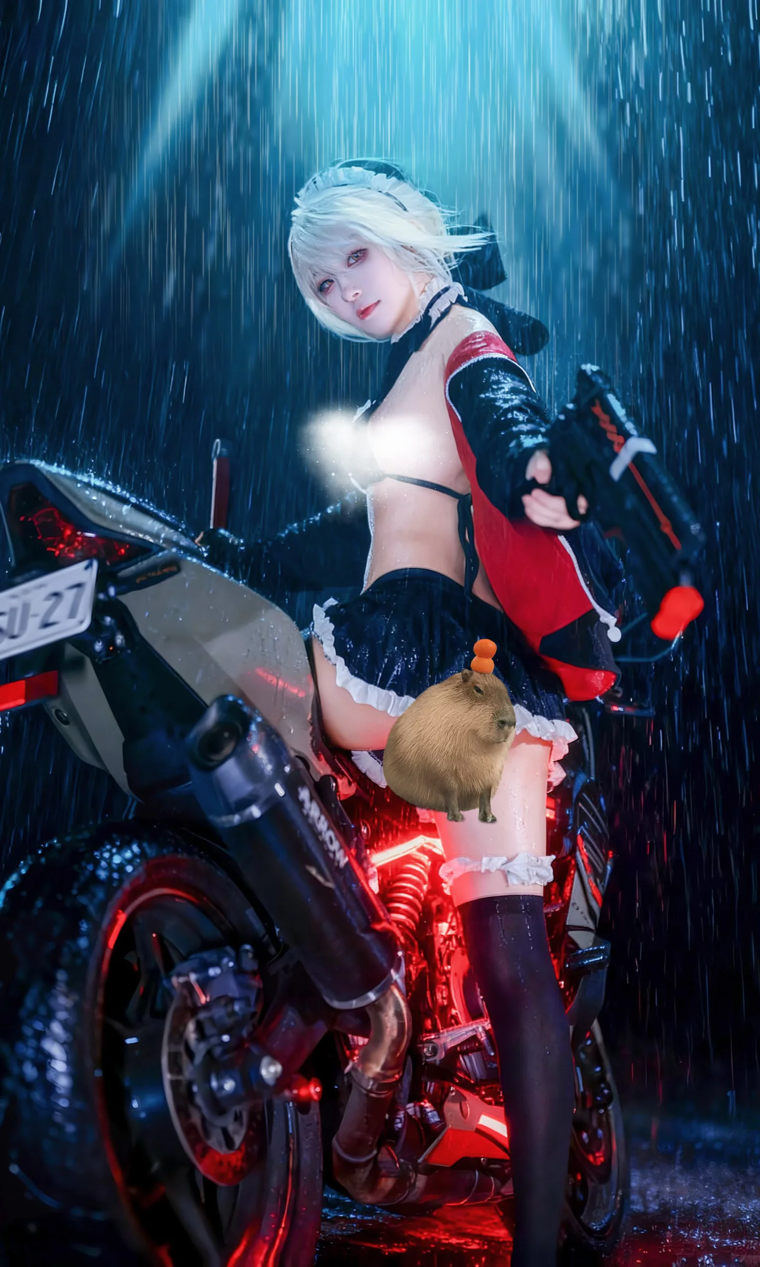 【水黑呆cos】雨夜机车与女仆装的FGO复刻挑战 - 第 1 张