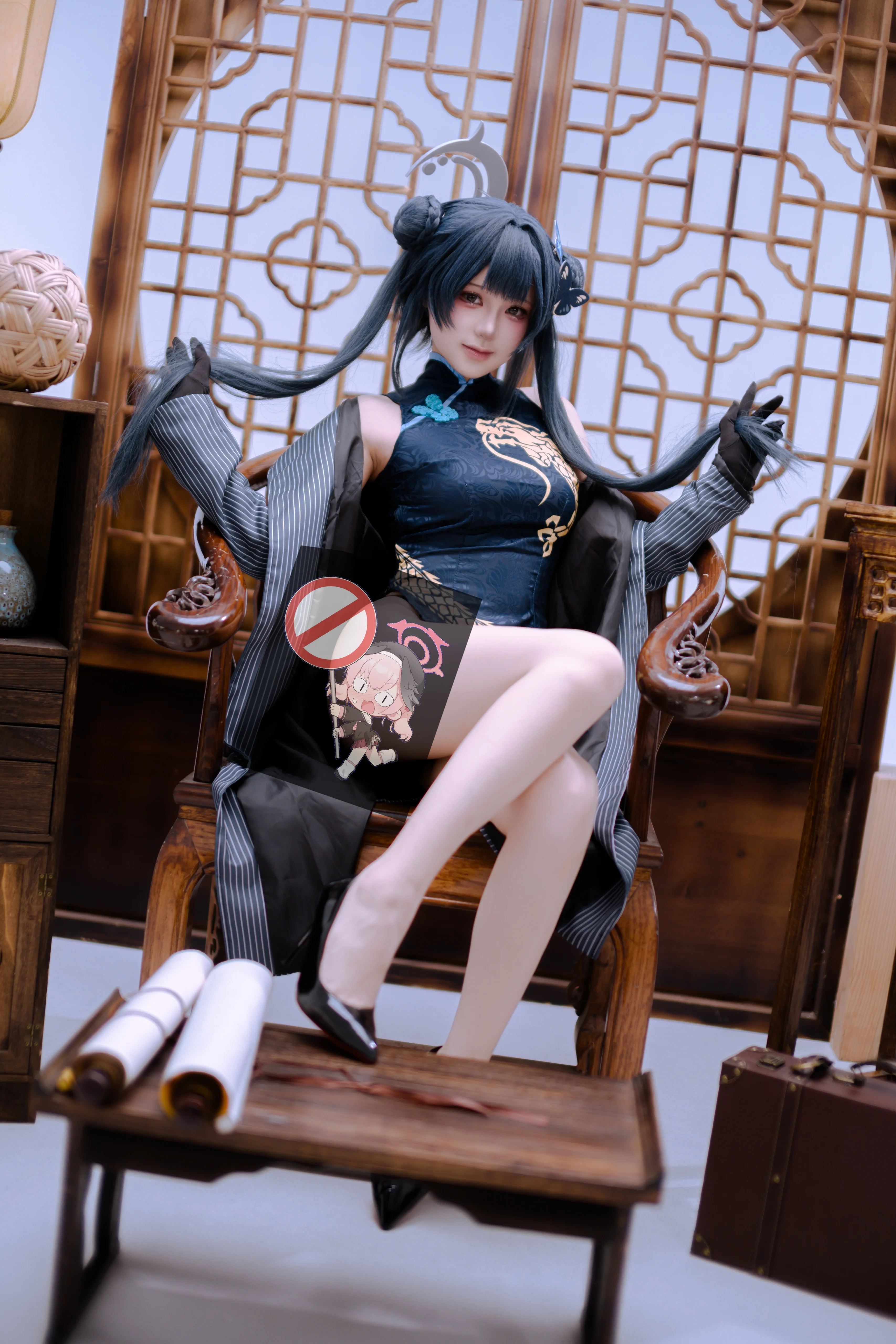 【龙华妃咲cos】蔚蓝档案的华服与光影，定格中式宅邸瞬间