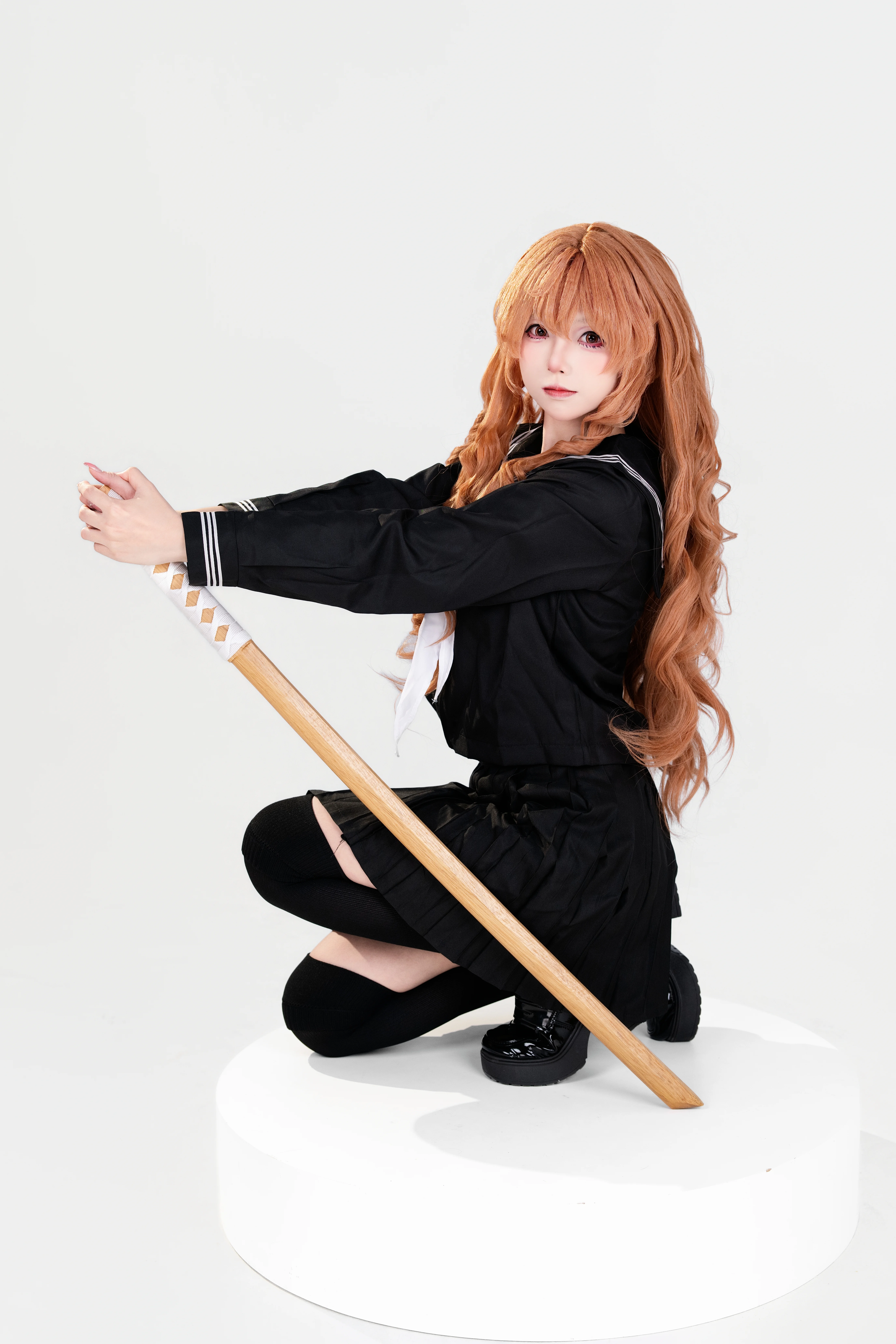 【逢坂大河cos】龙与虎掌中萌虎的水手服木刀造型 - 第 2 张