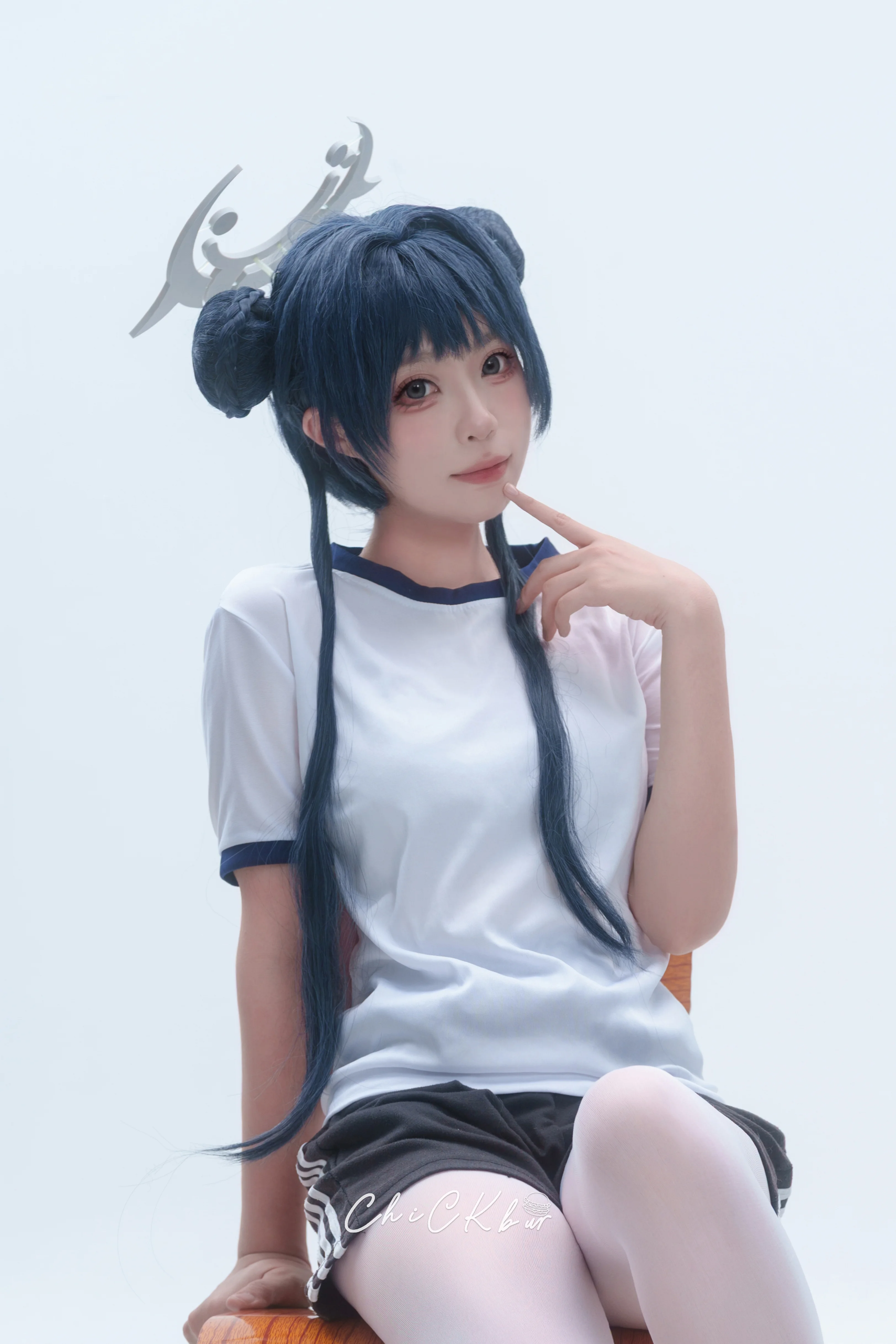 【Misaki cosplay】Blue Archive Gymnastics Uniform, Fresh Shooting Methods in a White Studio - Image 1