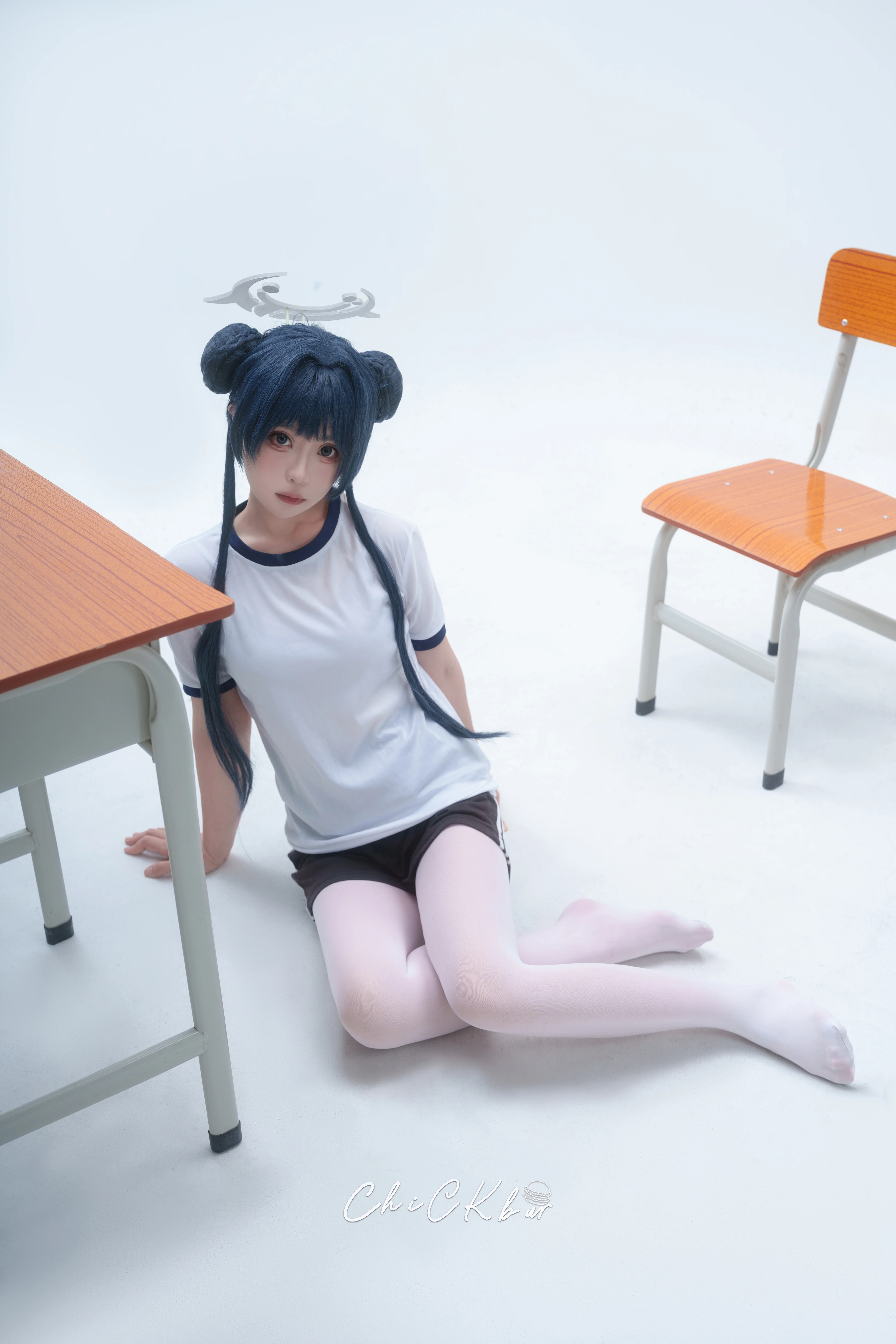 【Misaki cosplay】Blue Archive Gymnastics Uniform, Fresh Shooting Methods in a White Studio - Image 3
