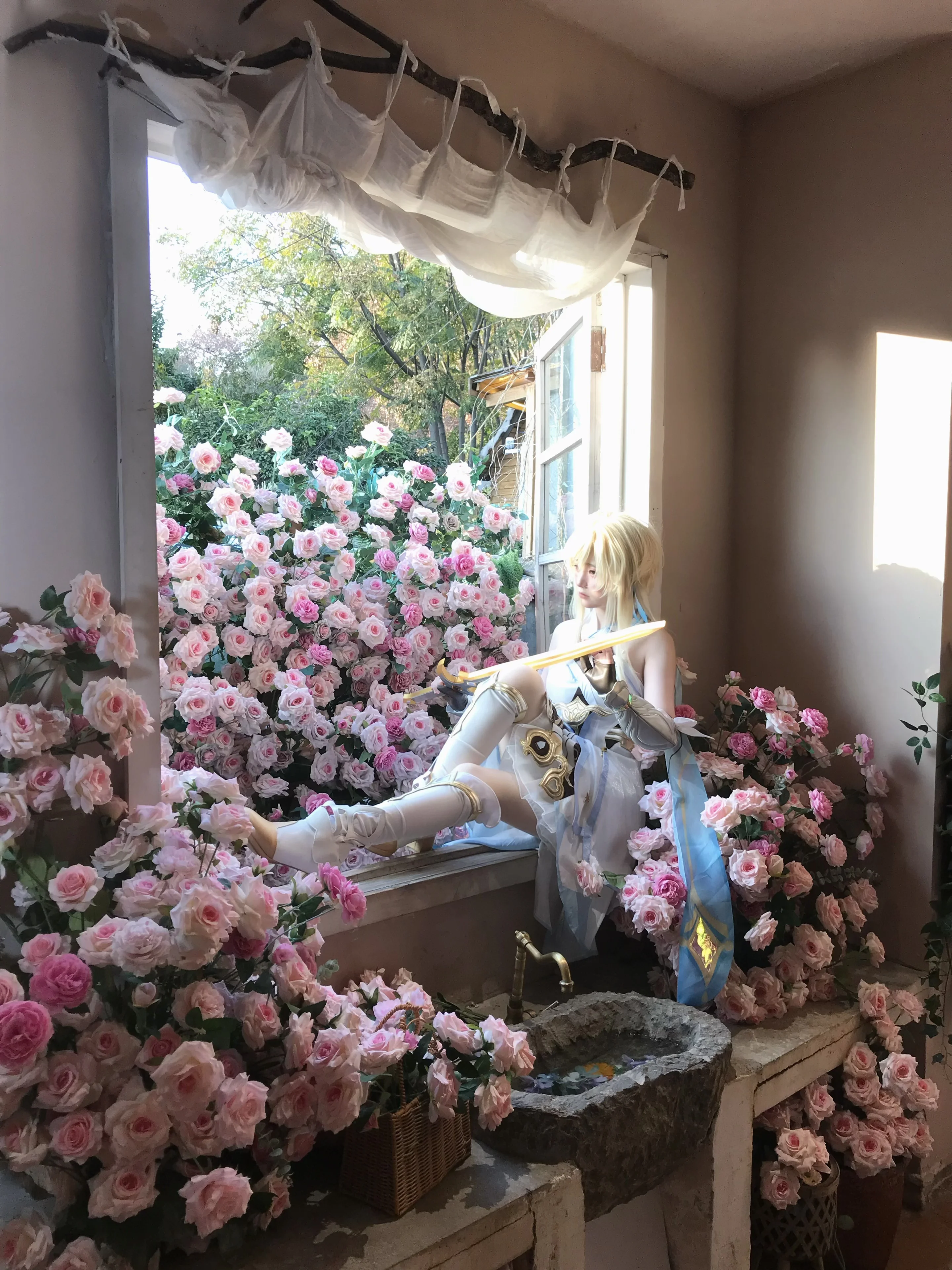 【荧cos】原神旅行者，窗边花海里的重逢与明天 - 第 2 张