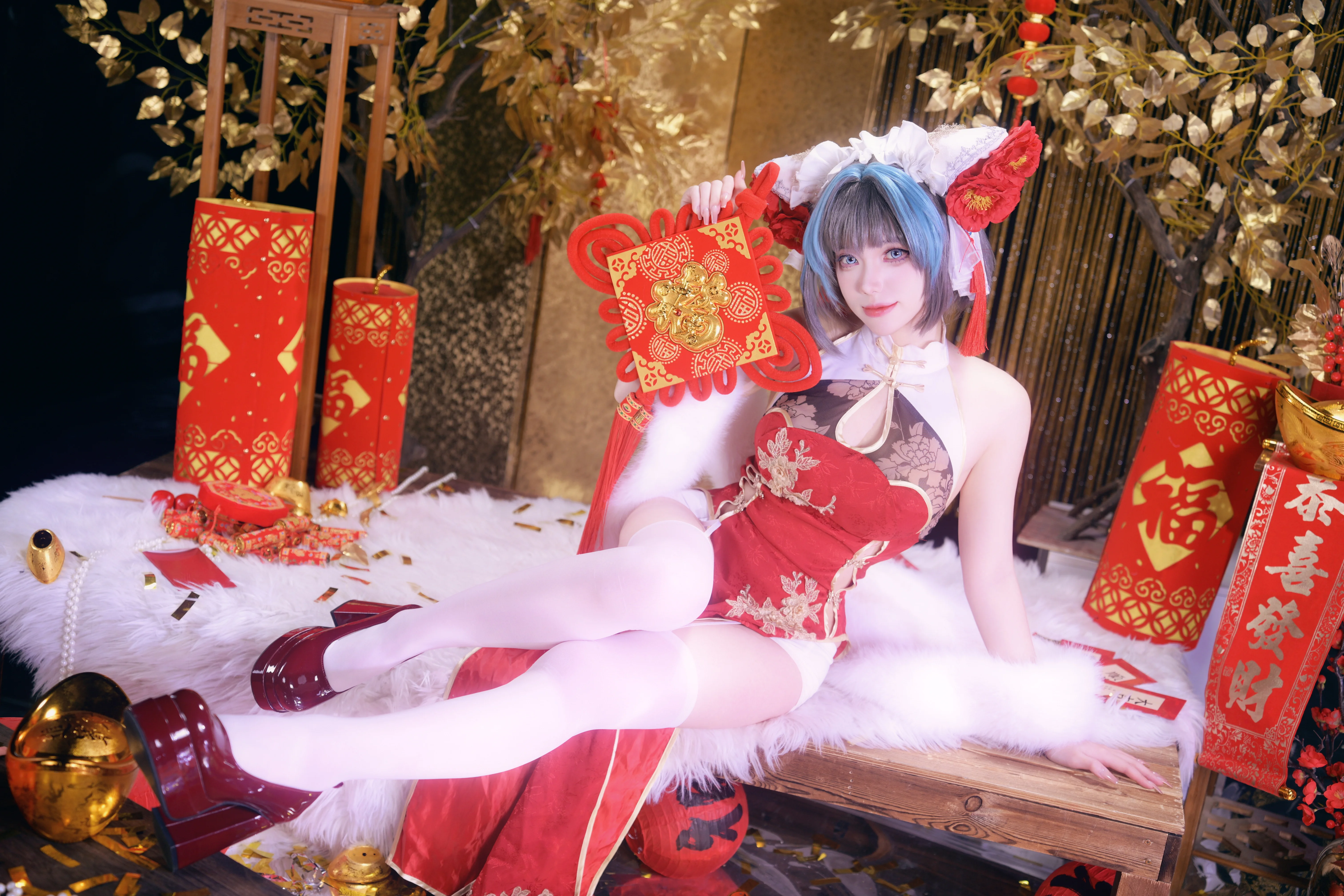 【柴郡cos】碧藍航線的新年旗袍正片，紅裝與溫暖 - 第 5 張