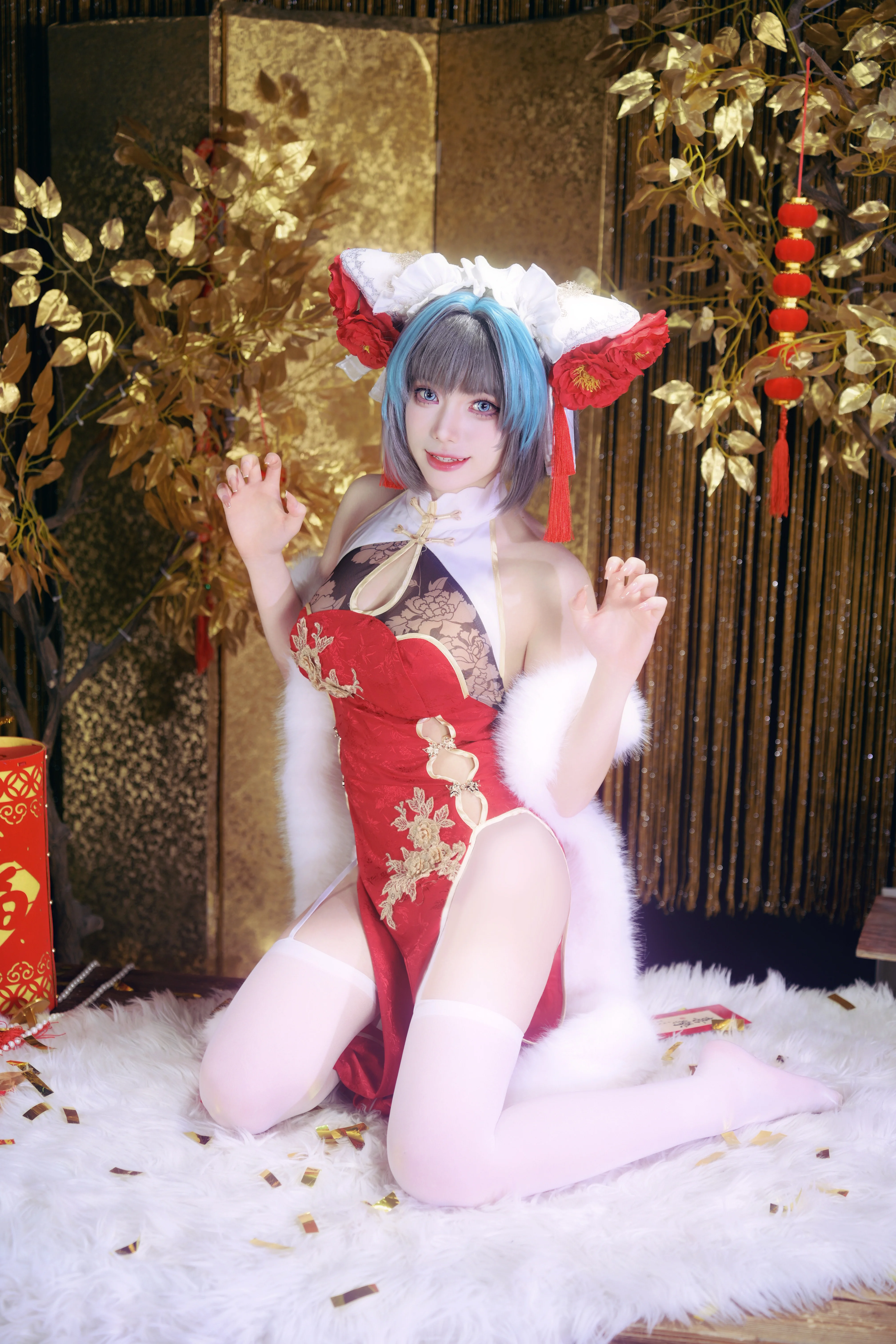 【柴郡cos】碧藍航線的新年旗袍正片，紅裝與溫暖 - 第 6 張