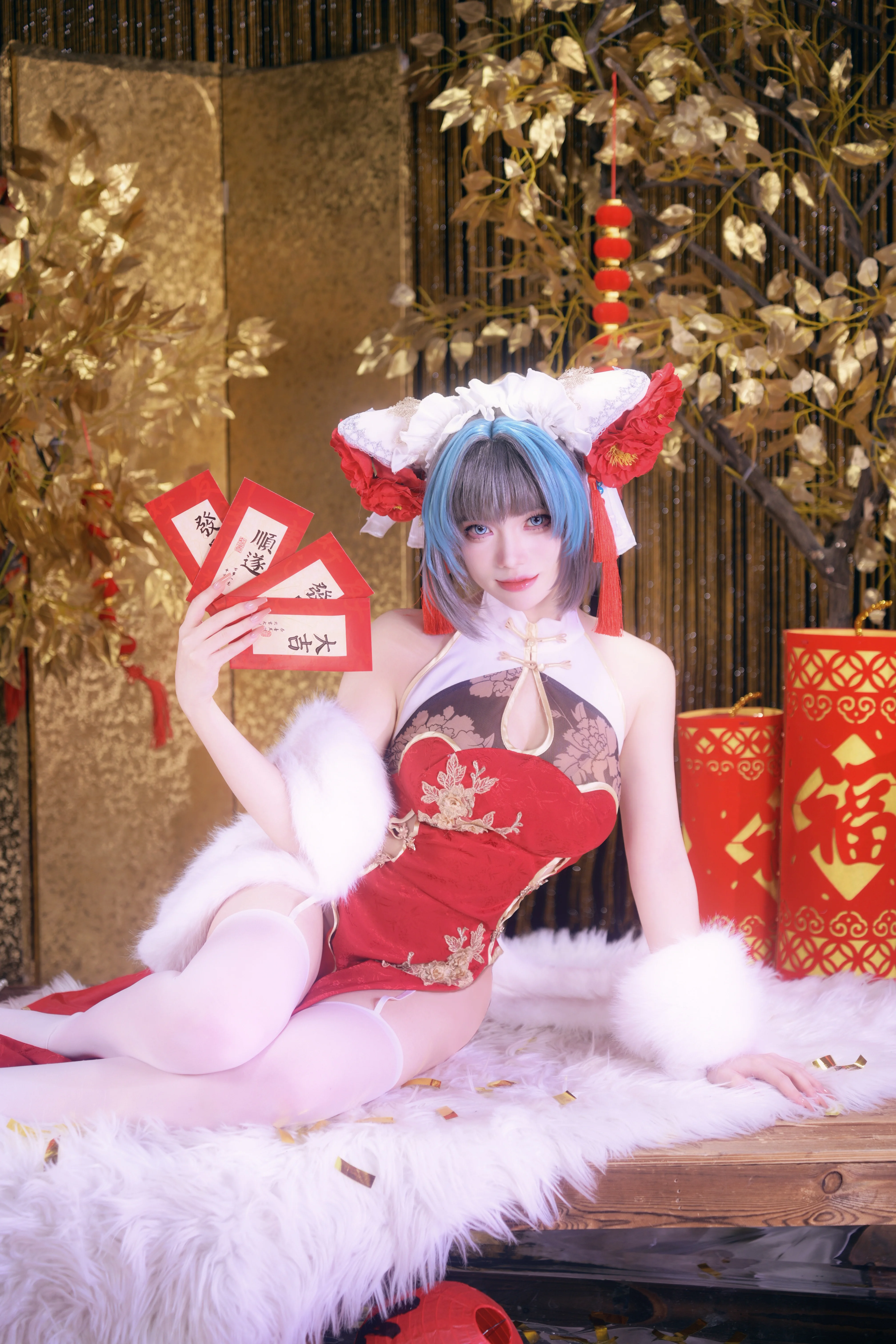 【柴郡cos】碧藍航線的新年旗袍正片，紅裝與溫暖 - 第 7 張
