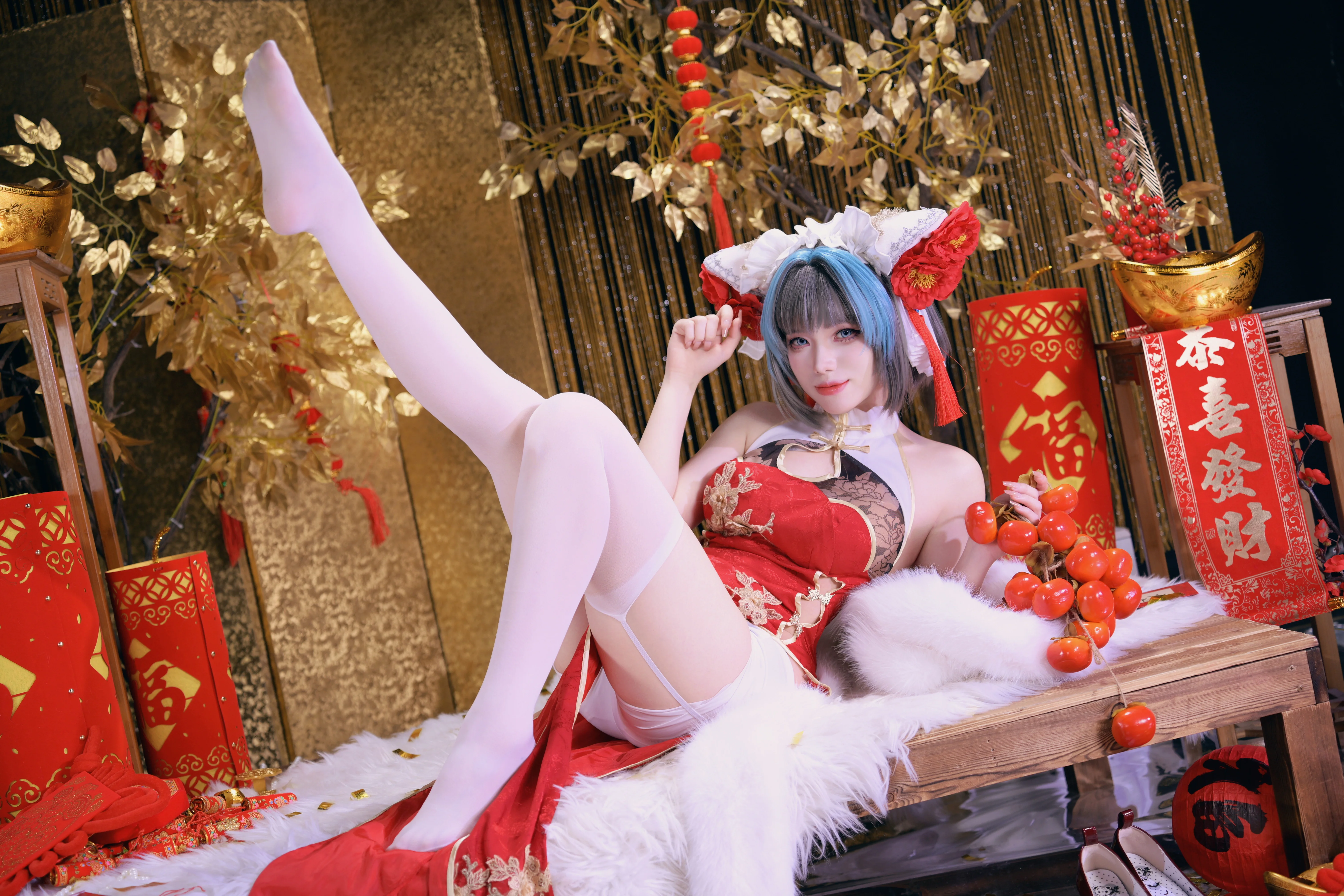 【柴郡cos】碧藍航線的新年旗袍正片，紅裝與溫暖 - 第 8 張