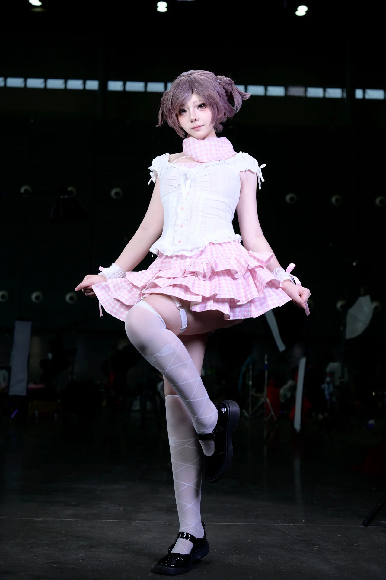 【小松奈奈cos】这套粉色格纹的场照，命运的齿轮开始转动 - 第 6 张