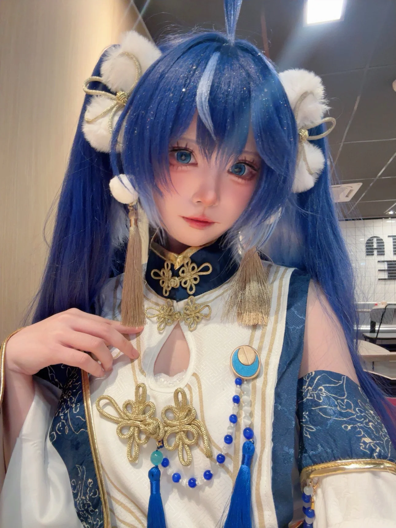 【尤诺cos】稻香村的蓝白风韵，发饰取舍的穿搭心得