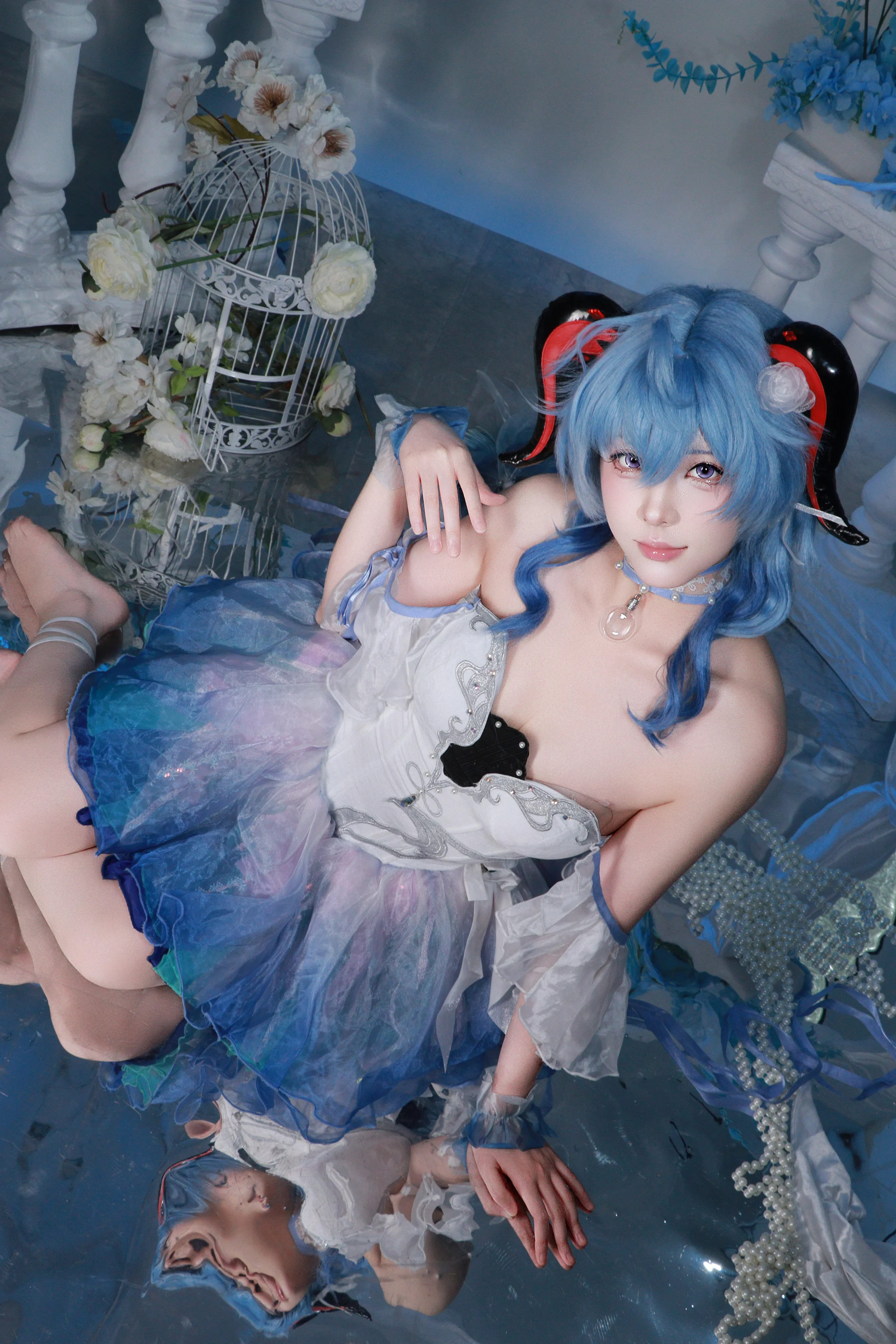 【甘雨cos】原神璃月七星秘书，蓝发如水氛围感 - 第 4 张