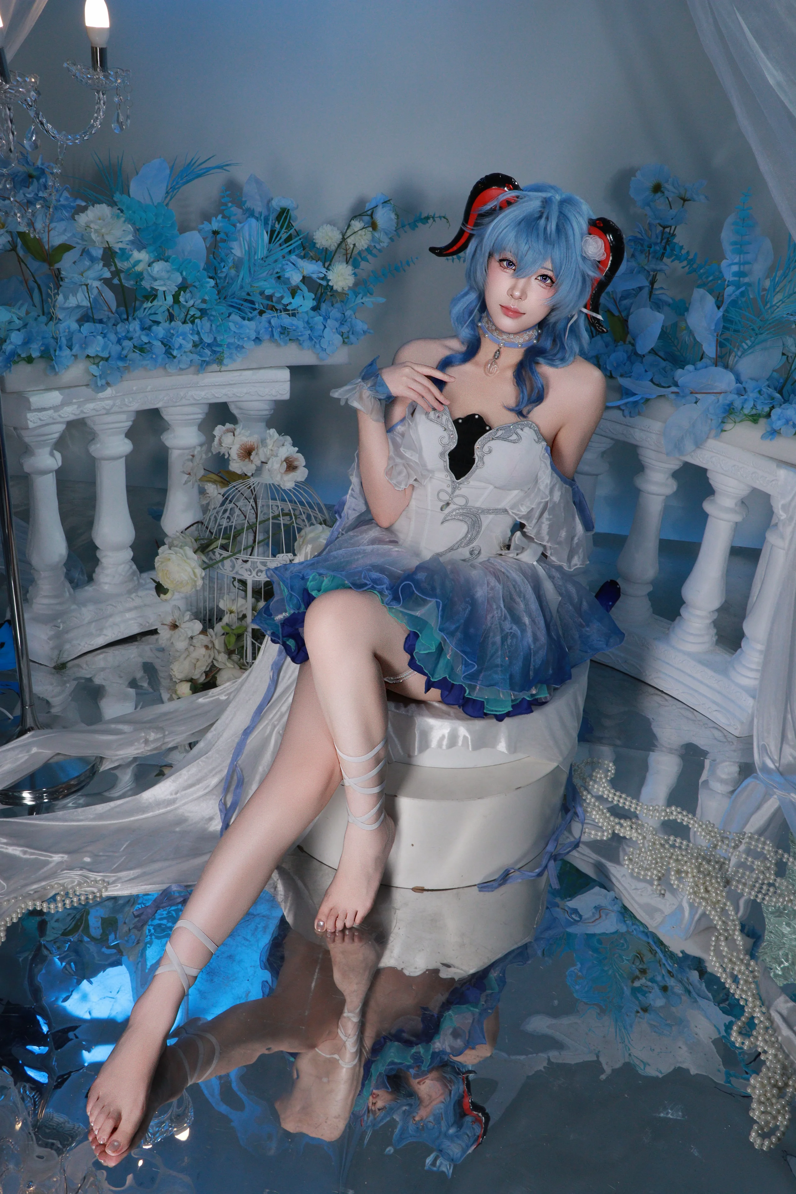 【甘雨cos】原神中的冰系少女，镜面之上的梦幻蓝调